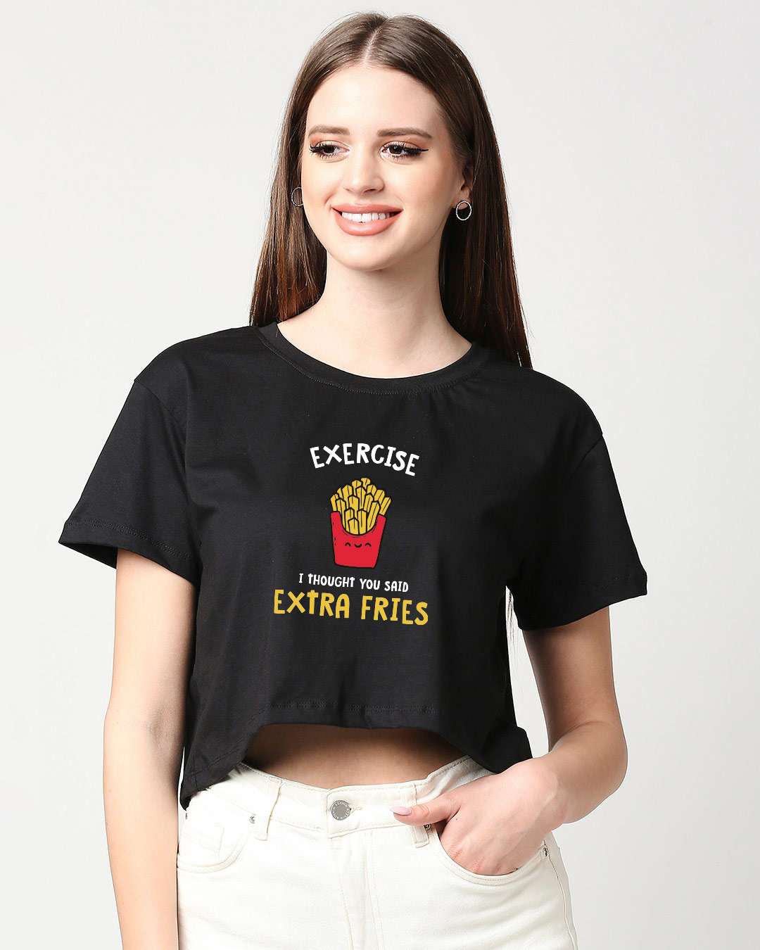 Shop Extra Fries Boxy Slim Fit Crop Top-Back