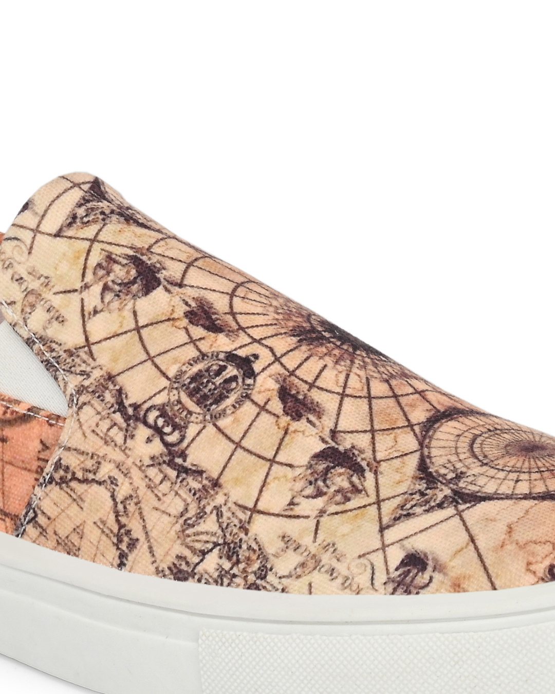Shop Men's Beige Polycanvas Map Printed Slip-On Sneaker-Back