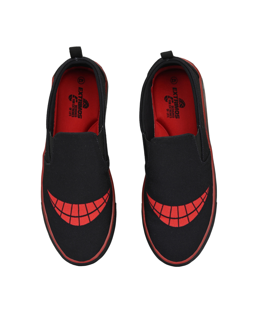 Shop Men's Black & Red Polycanvas Smiley Printed Slip-On Sneaker-Back