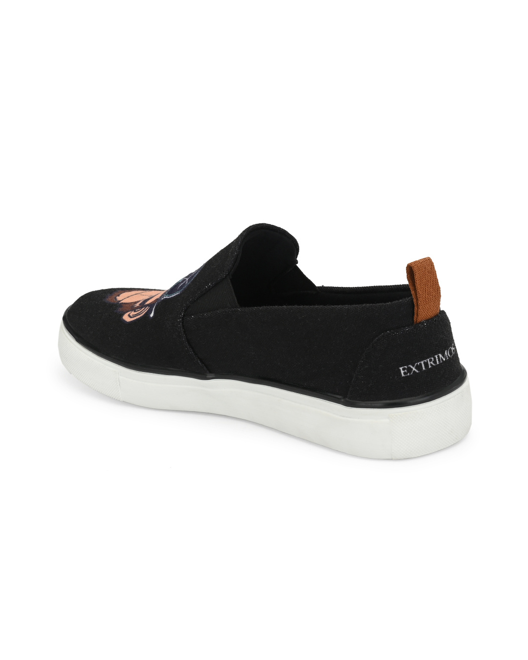 Shop Men's Black Capped Polycanvas Slip-On Casual Sneaker-Back