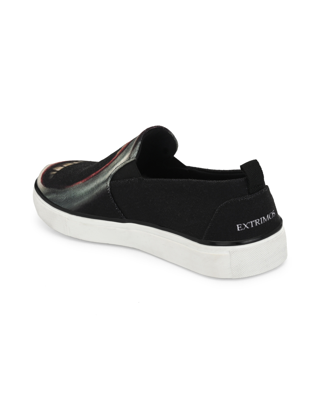 Shop Men's Black Jaw Printed Polycanvas Slip-On Casual Sneaker-Back