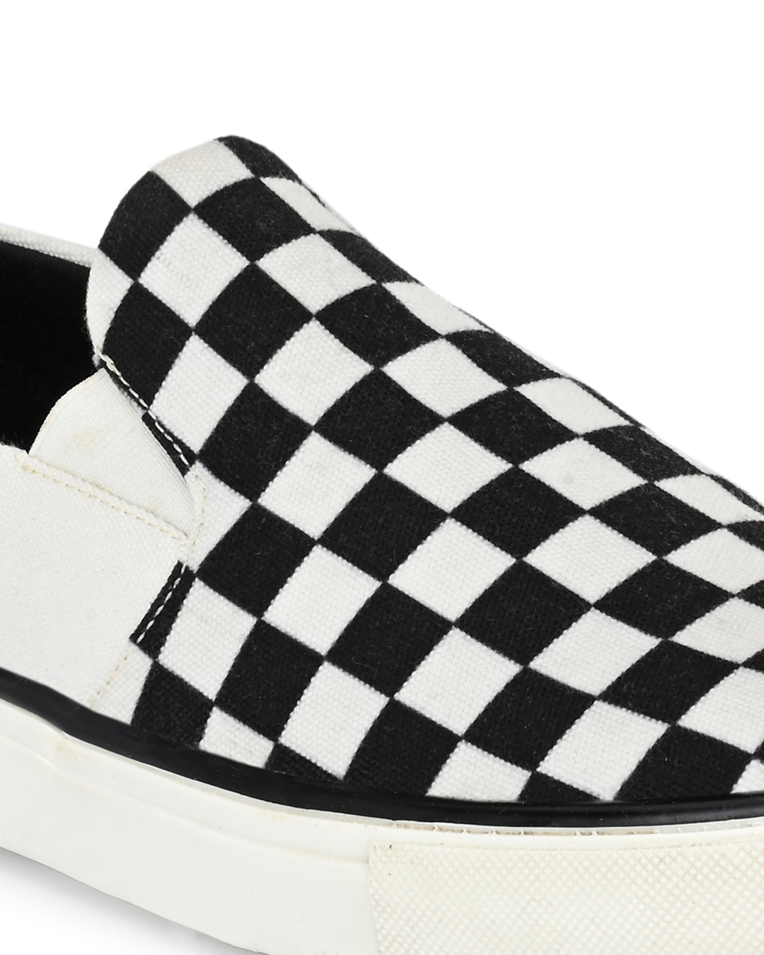 Shop Men's Polycanvas Checkered Print Dual Tone Slip-On Sneaker-Back