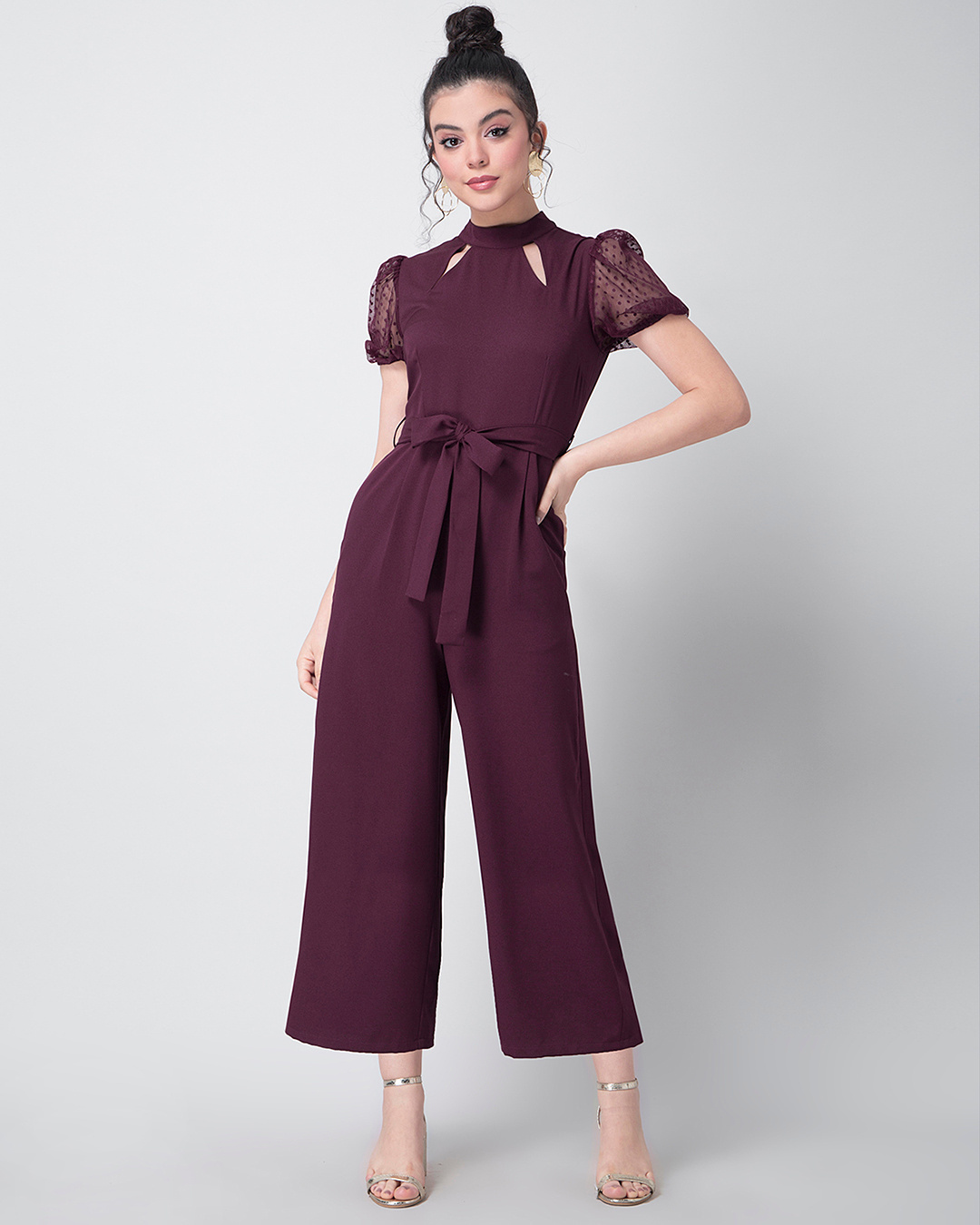 Buy Women Wine Ruched Belted Jumpsuit - Honeymoon Dress Online India -  FabAlley