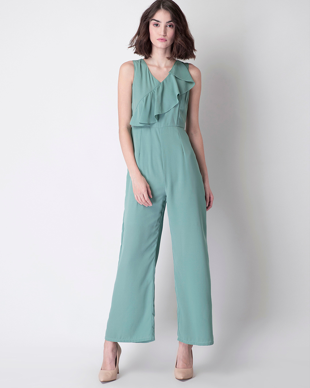 Buy FabAlley Peach Striped Strappy Front Knot Jumpsuit Online at Bewakoof