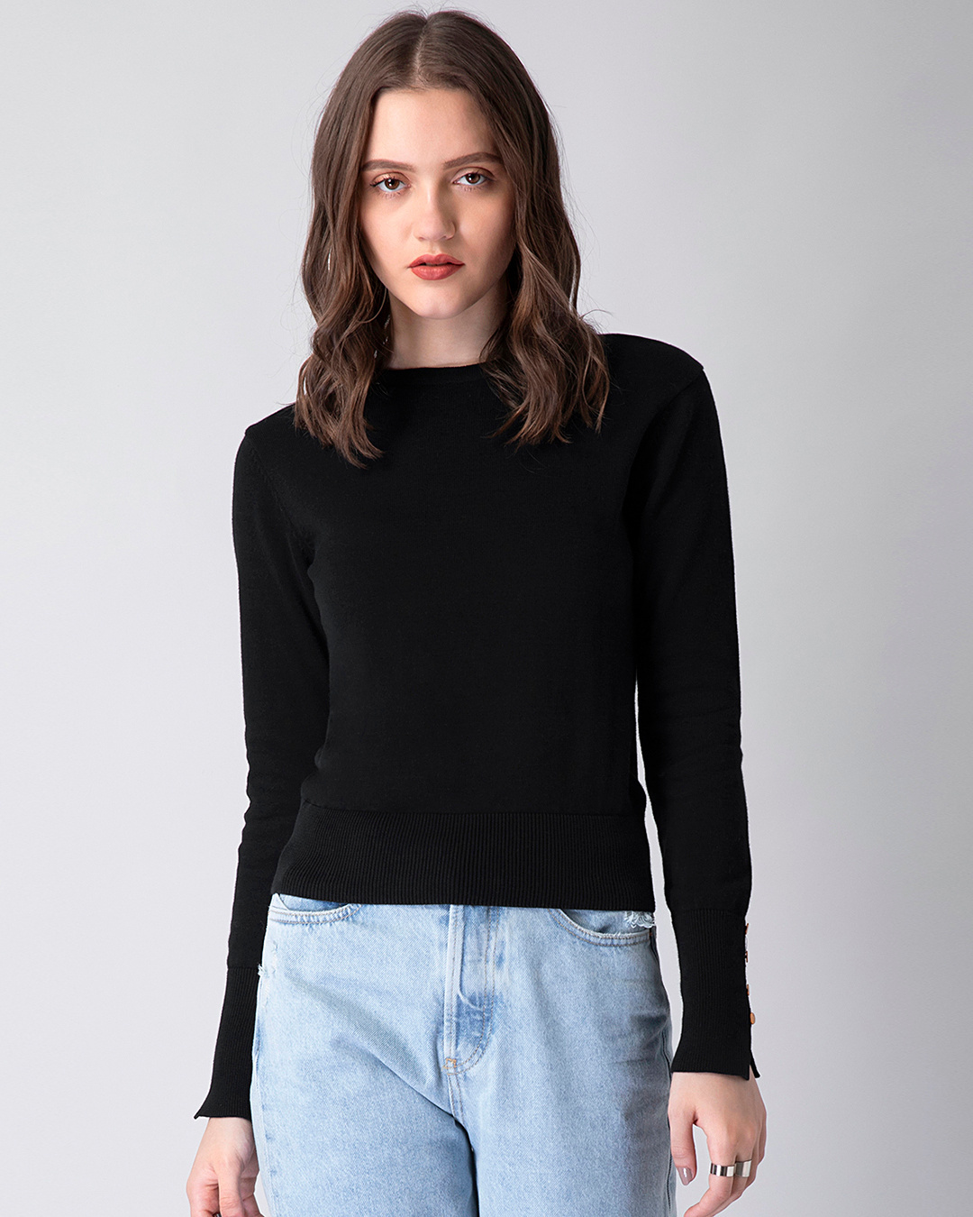 Buy FabAlley Women's Black Regular Fit Sweater Online at Bewakoof