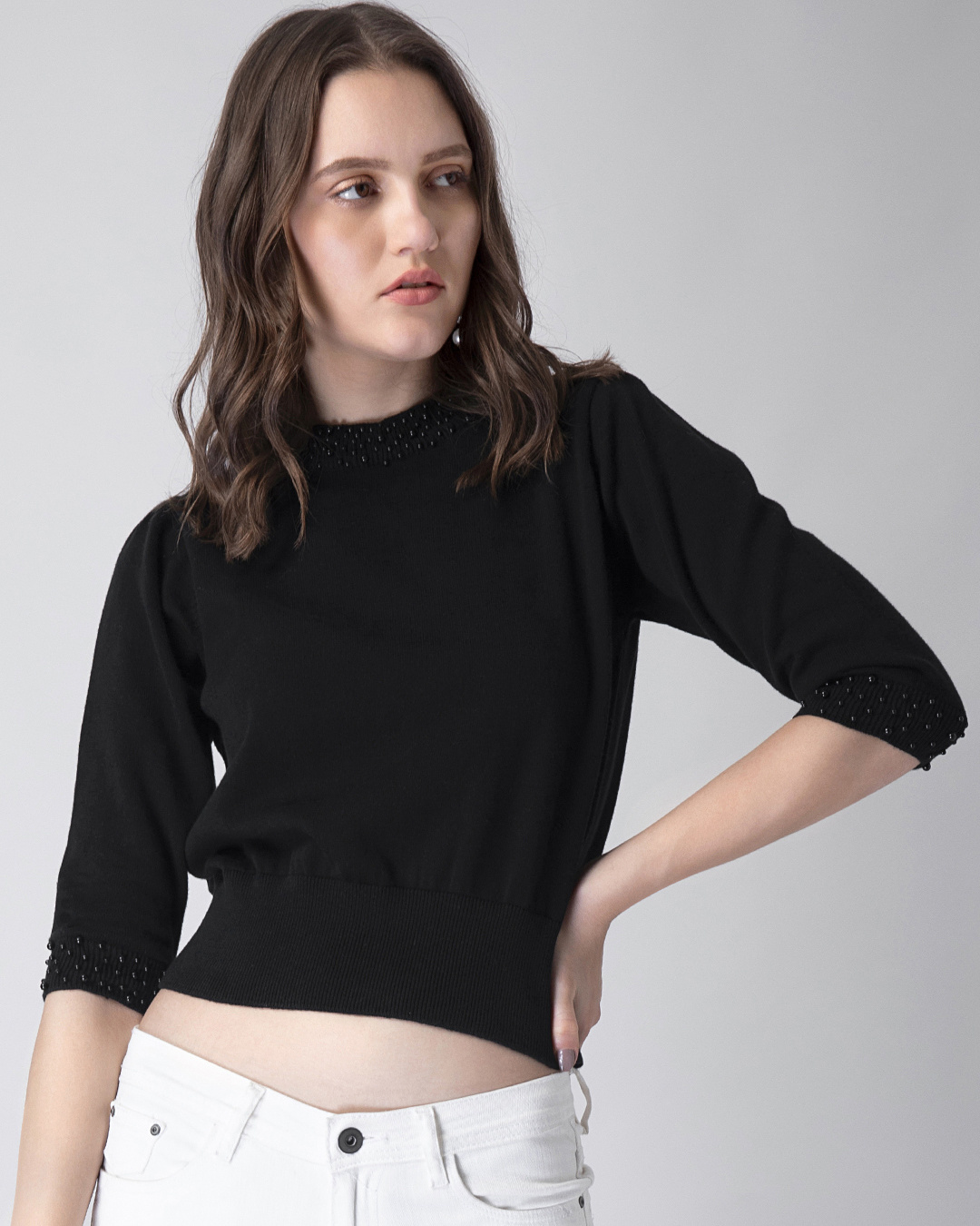 Buy FabAlley Women's Black Regular Fit Sweater Online at Bewakoof