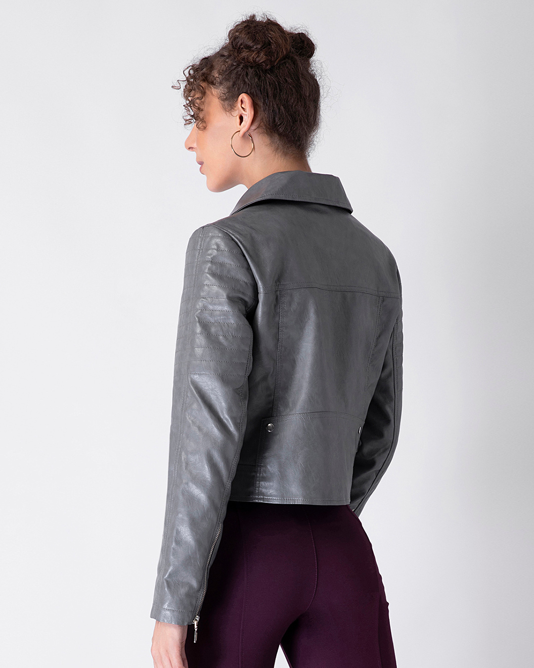 Shop Women's Grey Regular Fit Jacket-Back