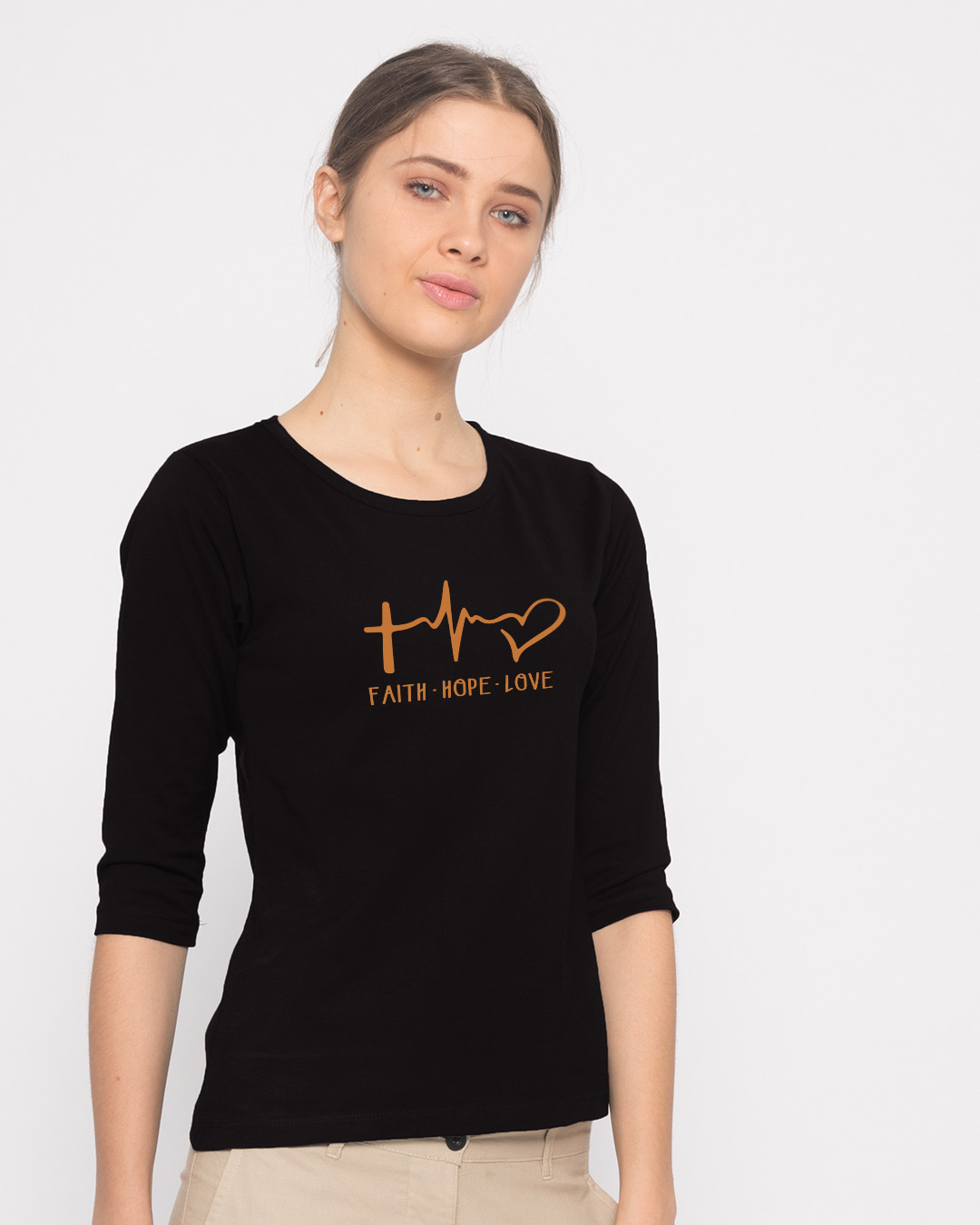 Shop Faith.love.hope Round Neck 3/4th Sleeve T-Shirt-Back