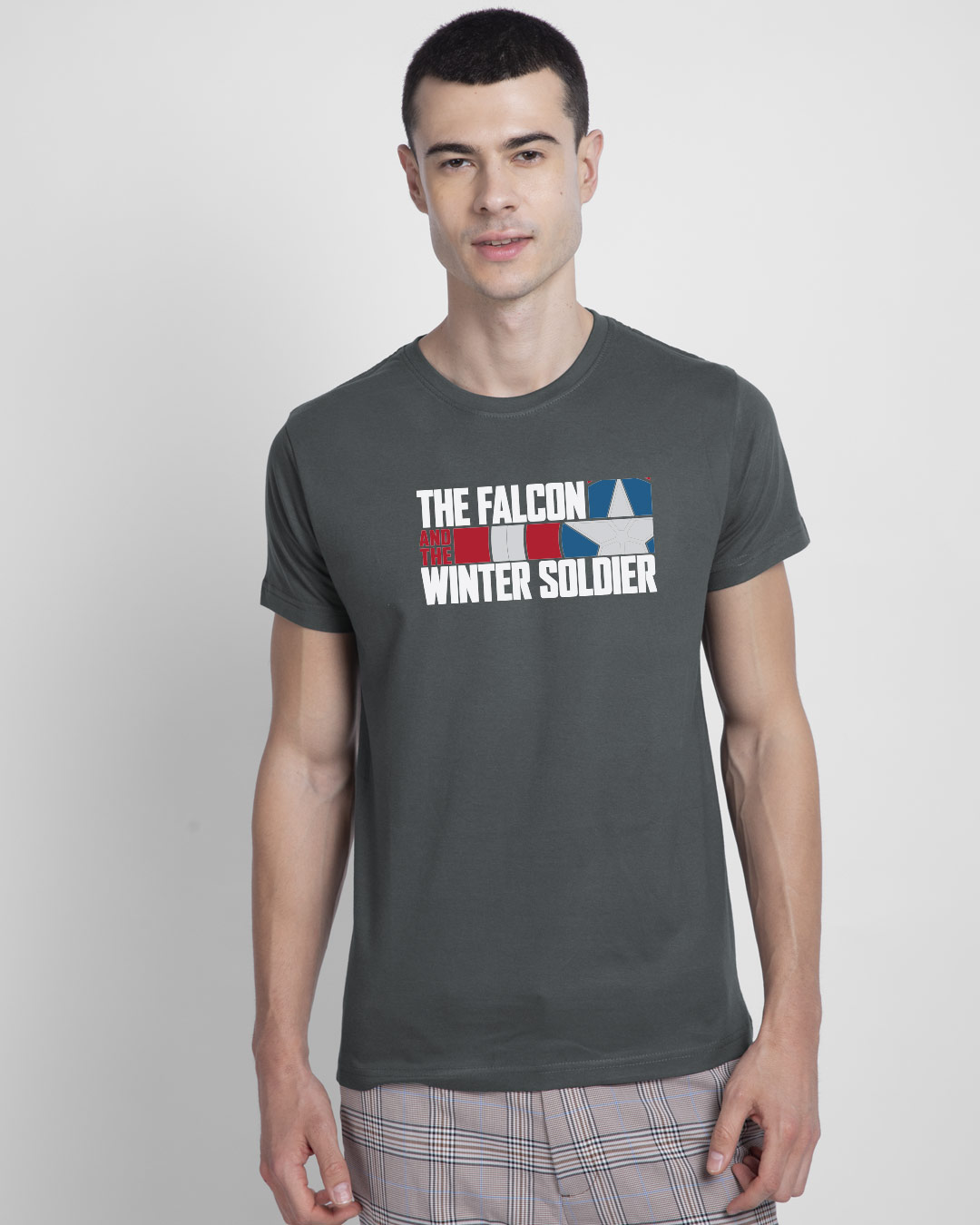 Shop Falcon & The Winter Soldier Half Sleeve T-Shirt Nimbus Grey (FWL)-Back