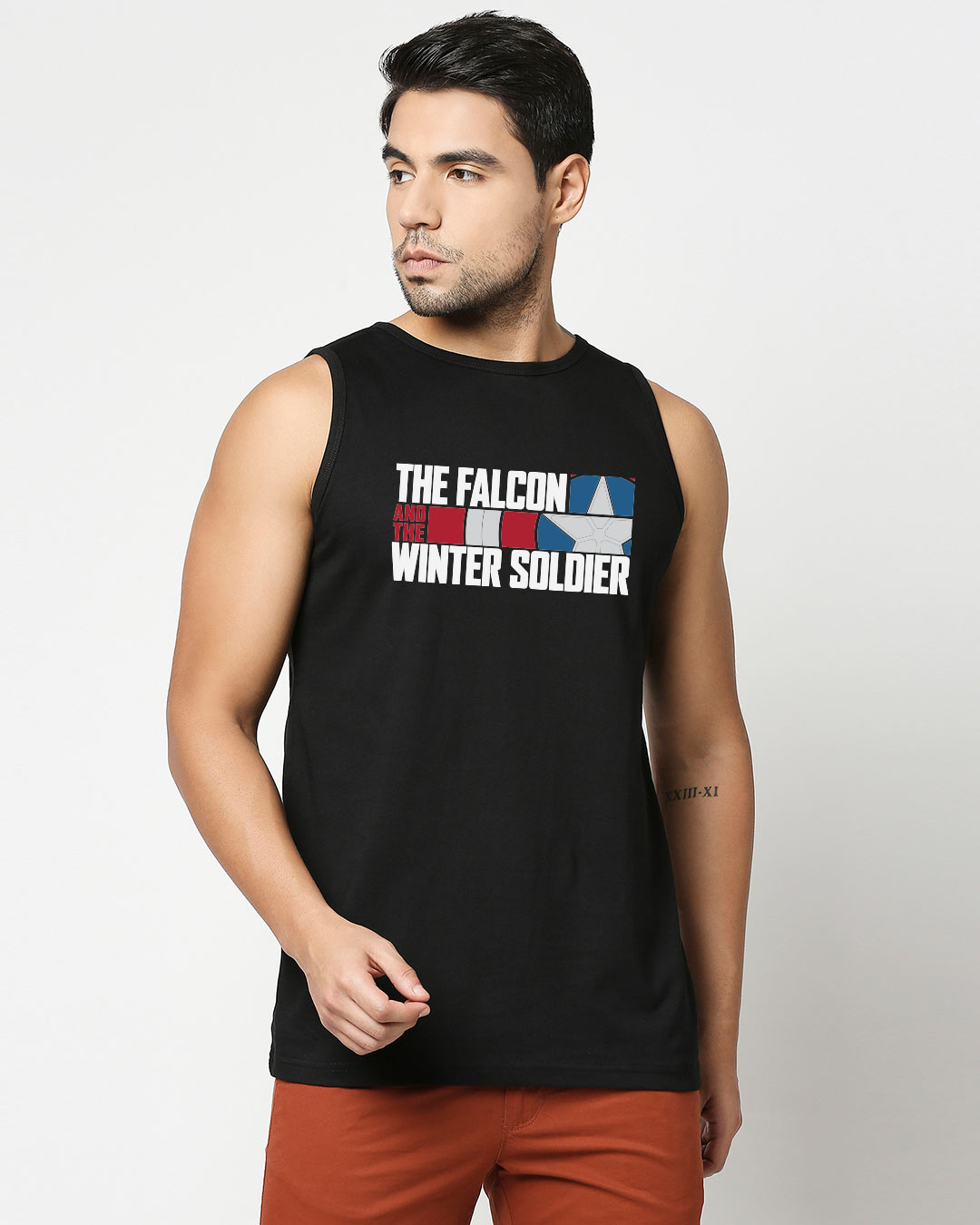 Shop Falcon & The Winter Soldier Round Neck Vest Black (FWL)-Back