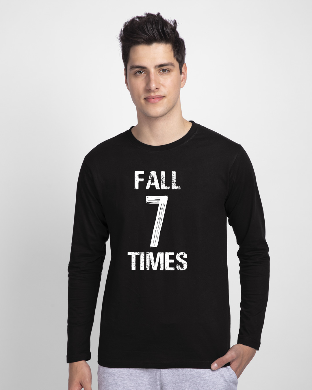 Shop Fall 7 Times Stand Up 8 Full Sleeve T-Shirt-Back