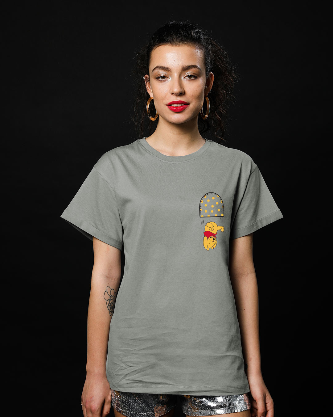 Shop Falling Pooh Boyfriend T-Shirt (DL)-Back