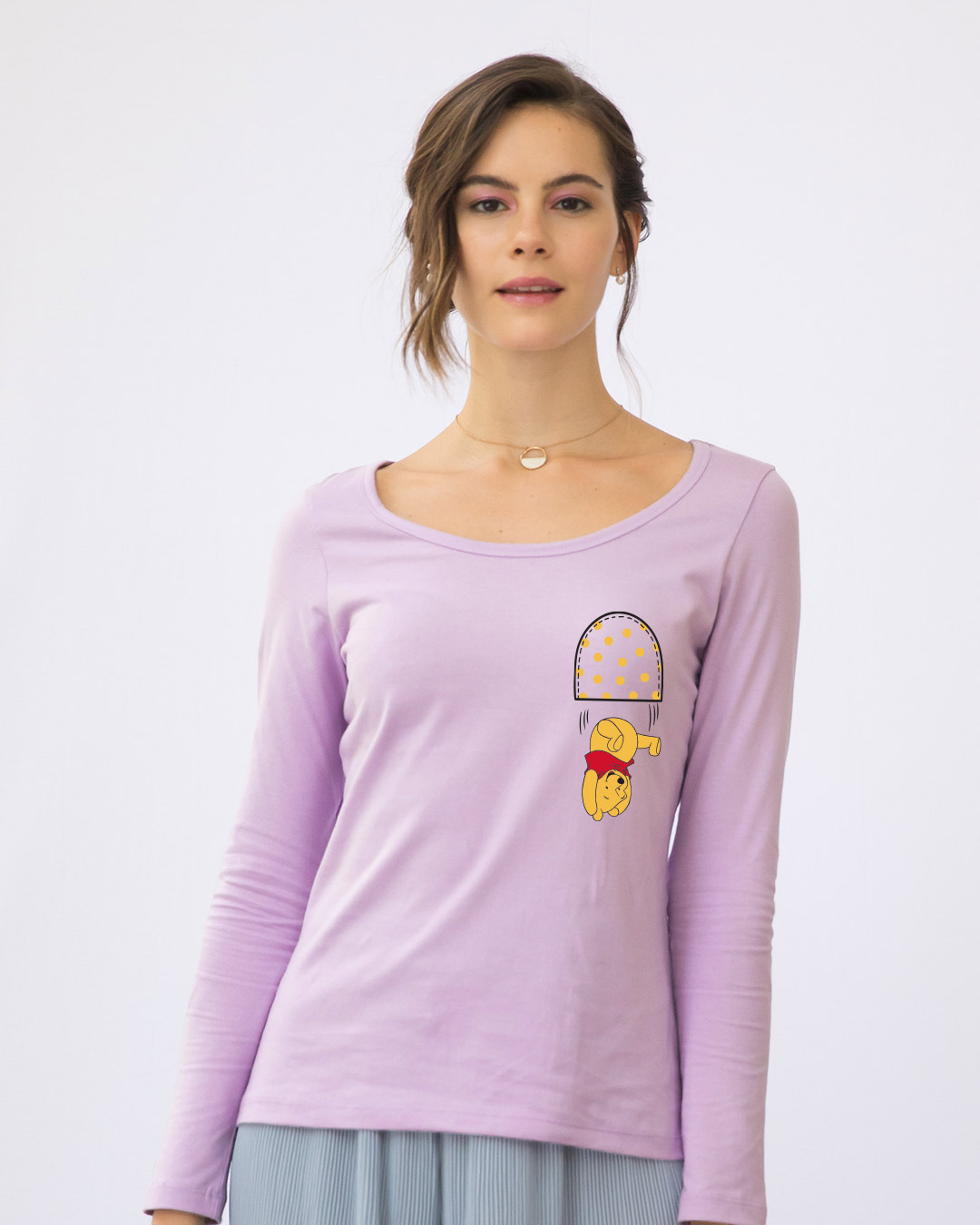 Shop Falling Pooh Scoop Neck Full Sleeve T-Shirt (DL)-Back