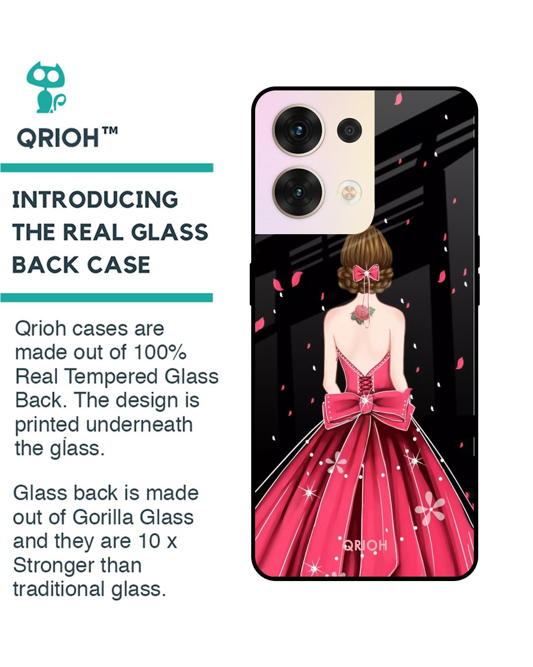Shop Fashion Princess Printed Premium Glass Cover for Oppo Reno8 5G (Shock Proof, Scratch Resistant)-Back
