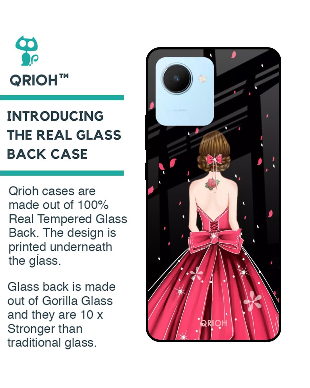 Shop Fashion Princess Printed Premium Glass Cover for Realme C30 (Shock Proof, Scratch Resistant)-Back