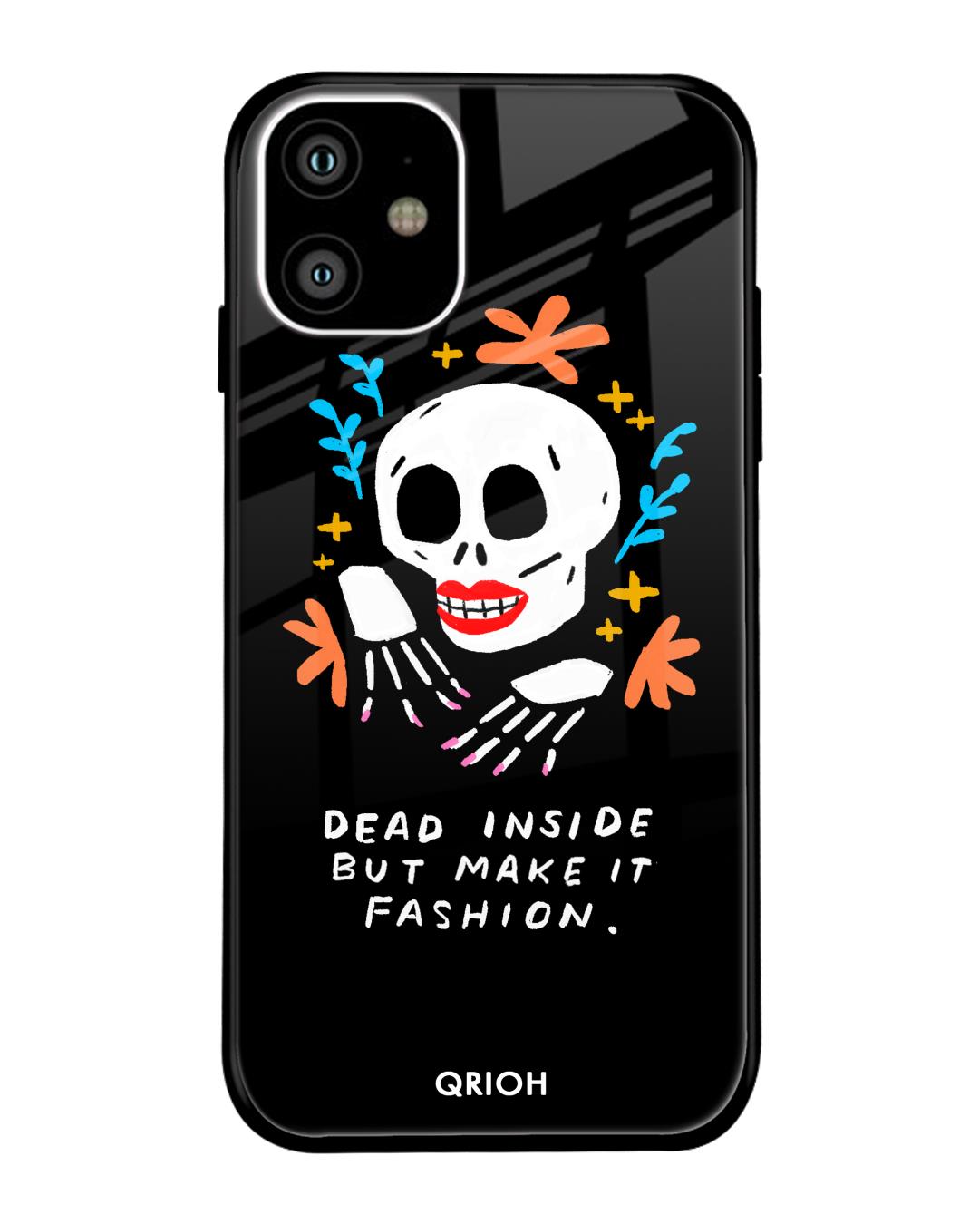 Buy Fashionable Skeleton Printed Premium Glass Cover For iPhone 11