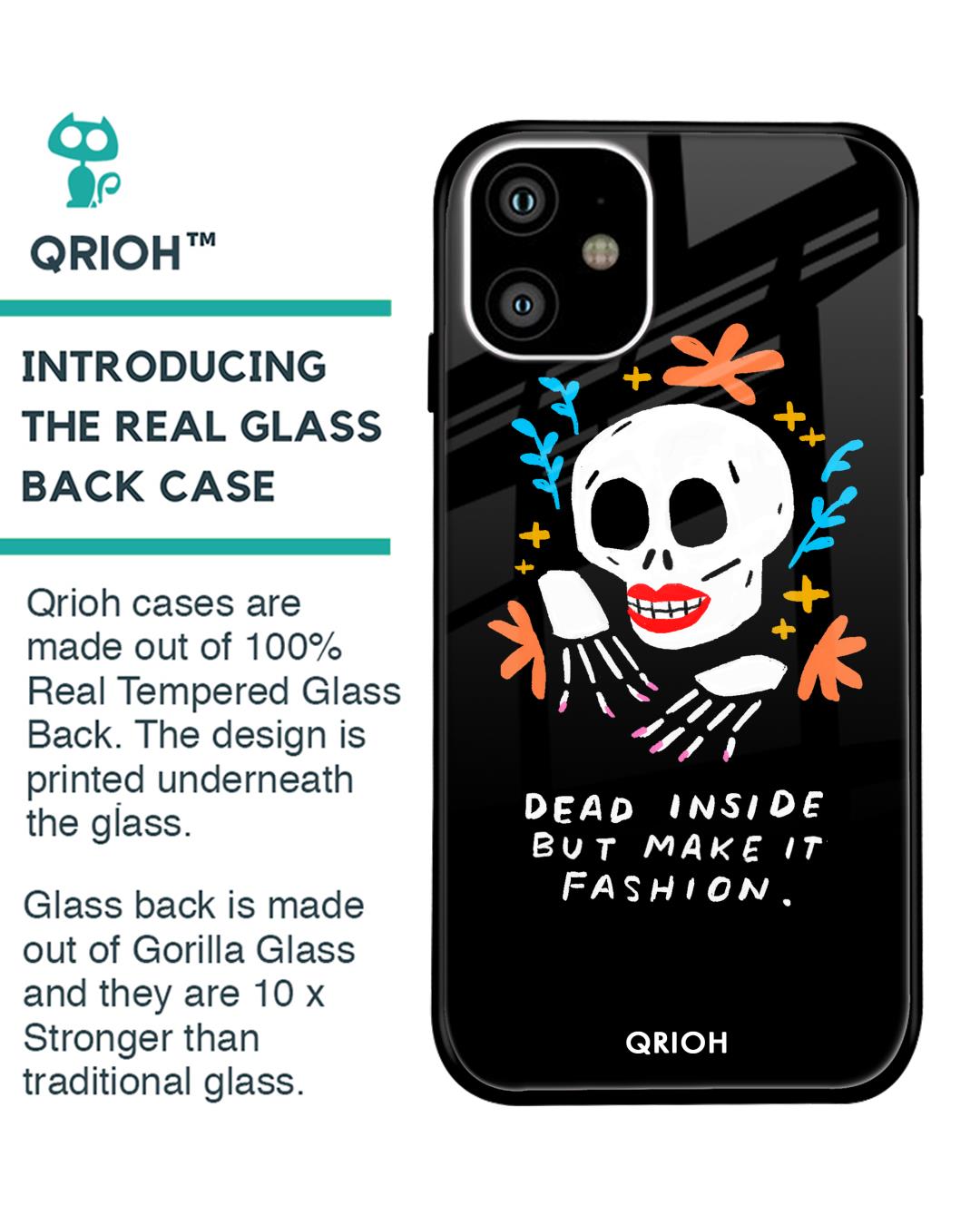 Shop Fashionable Skeleton Printed Premium Glass Cover For iPhone 11 (Impact Resistant, Matte Finish)-Back