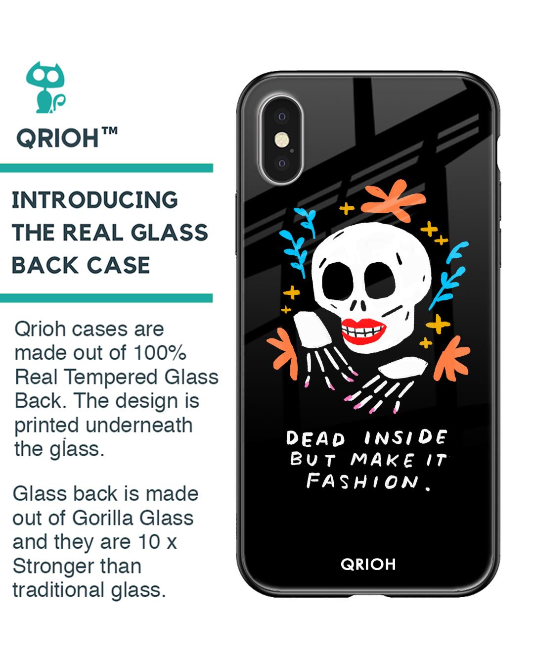 Shop Fashionable Skeleton Printed Premium Glass Cover For iPhone XS Max (Impact Resistant, Matte Finish)-Back