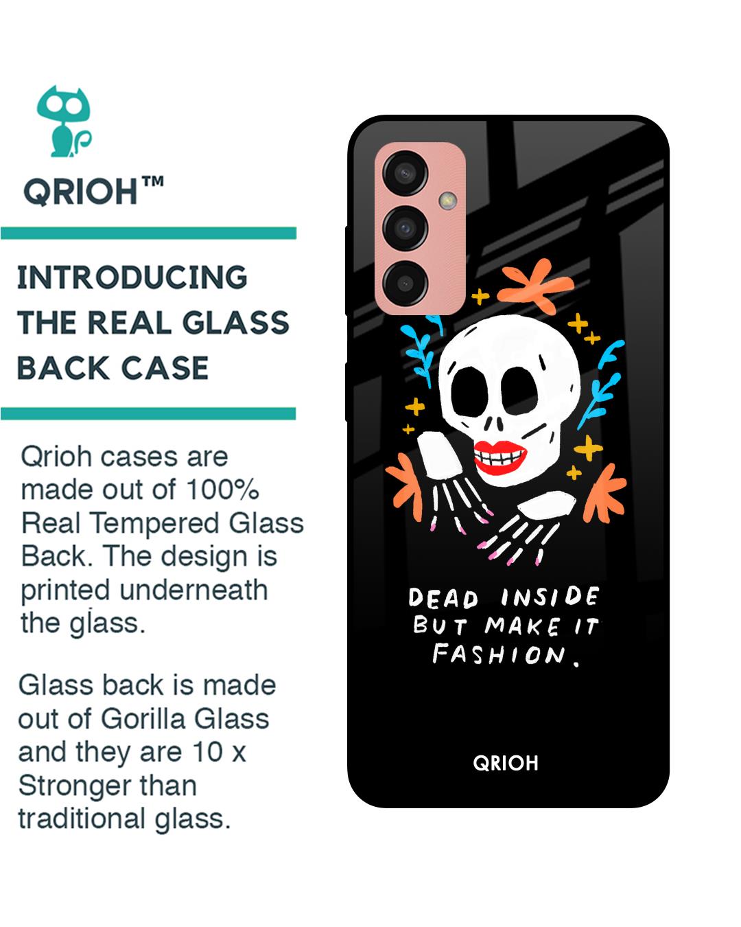 Shop Fashionable Skeleton Printed Premium Glass Cover for Samsung Galaxy M13-Back
