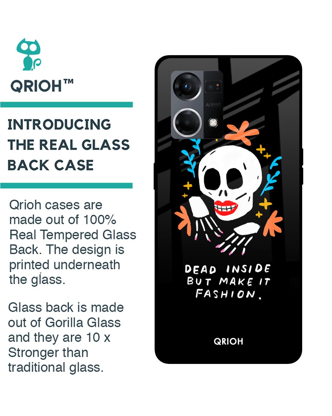 Shop Fashionable Skeleton Printed Premium Glass Case for Oppo F21s Pro (Shock Proof,Scratch Resistant)-Back