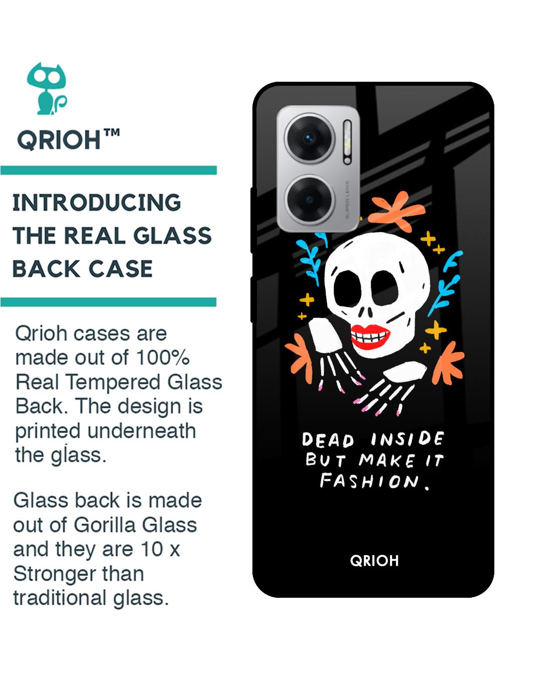 Shop Fashionable Skeleton Printed Premium Glass Case for Redmi 11 Prime 5G-Back