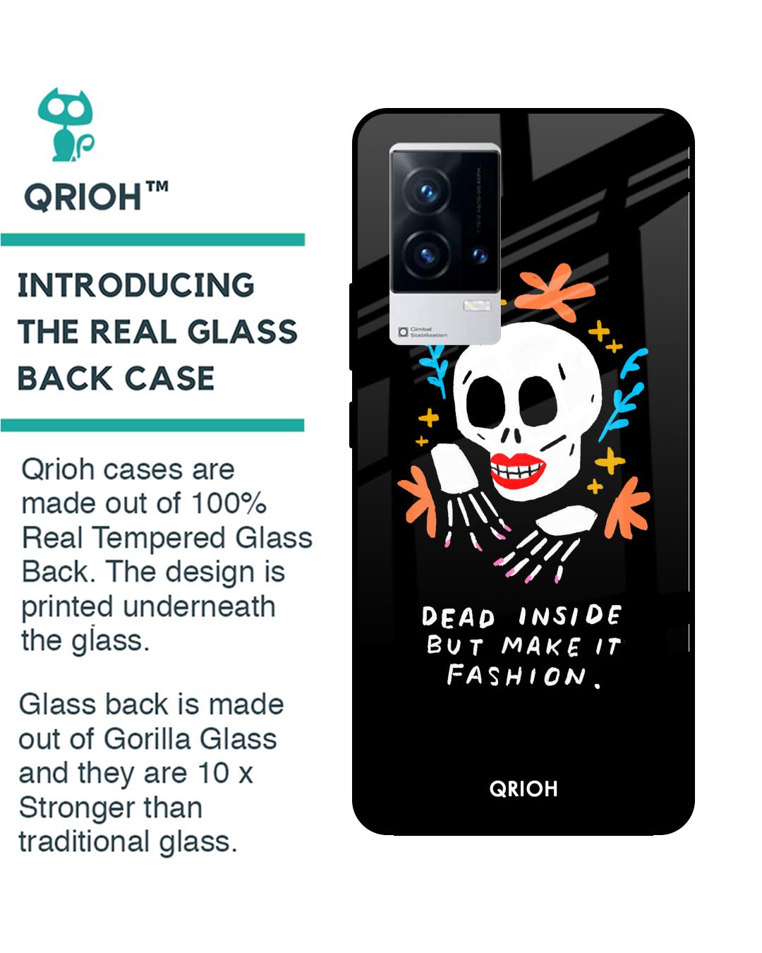 Shop Fashionable Skeleton Printed Premium Glass Cover for IQOO9 5G (Shock Proof, Scratch Resistant)-Back
