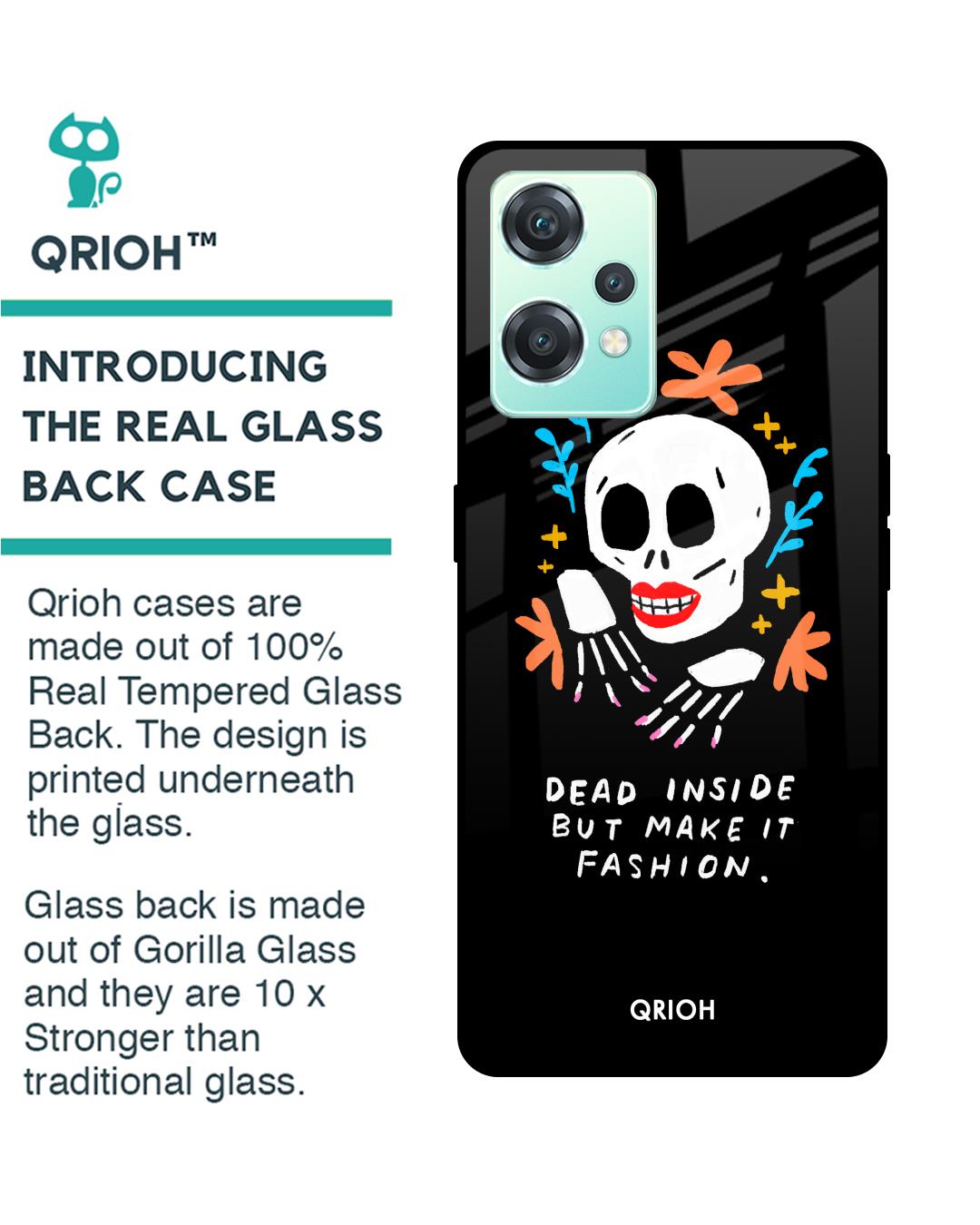 Shop Fashionable Skeleton Printed Premium Glass Cover For OnePlus Nord CE 2 Lite 5G (Matte Finish)-Back