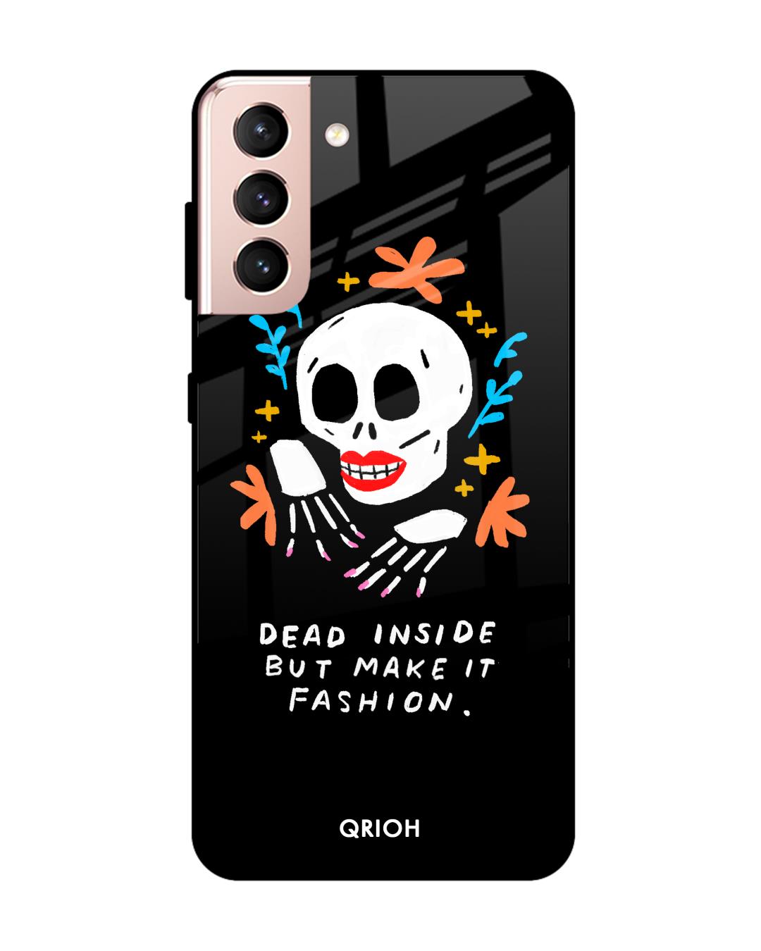 Shop Fashionable Skeleton Printed Premium Glass Cover For  S21 Plus(Impact Resistant-Back