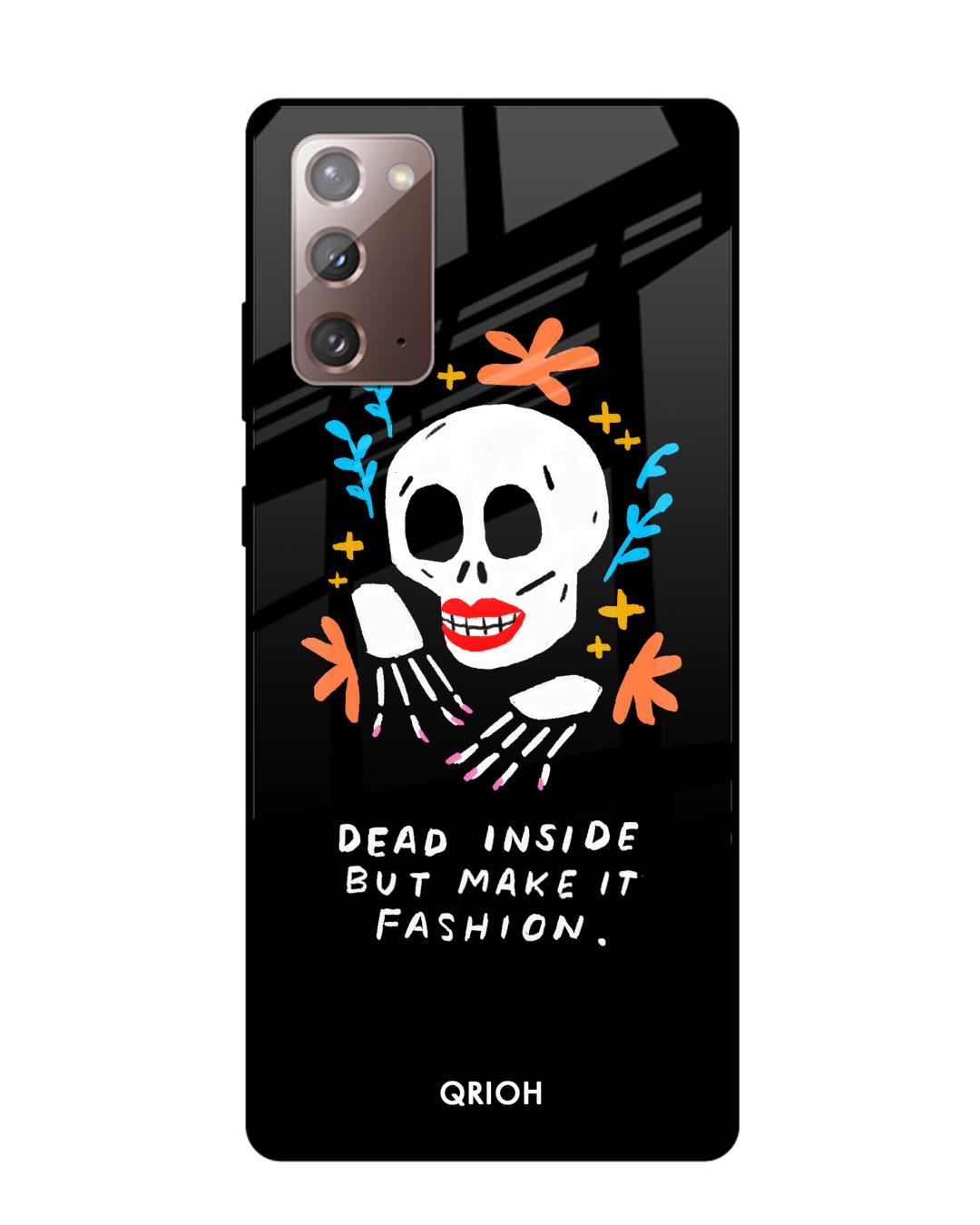 Shop Fashionable Skeleton Printed Premium Glass Cover For Samsung Galaxy Note 20(Impact Resistant-Back