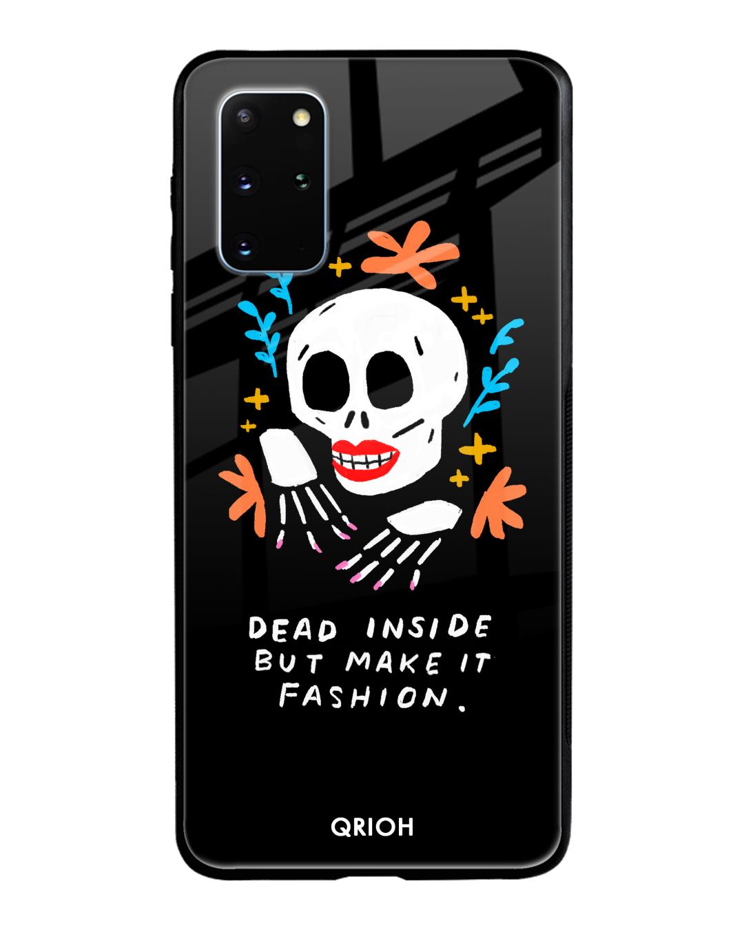 Shop Fashionable Skeleton Printed Premium Glass Cover For Samsung Galaxy S20 Plus(Impact Resistant-Back