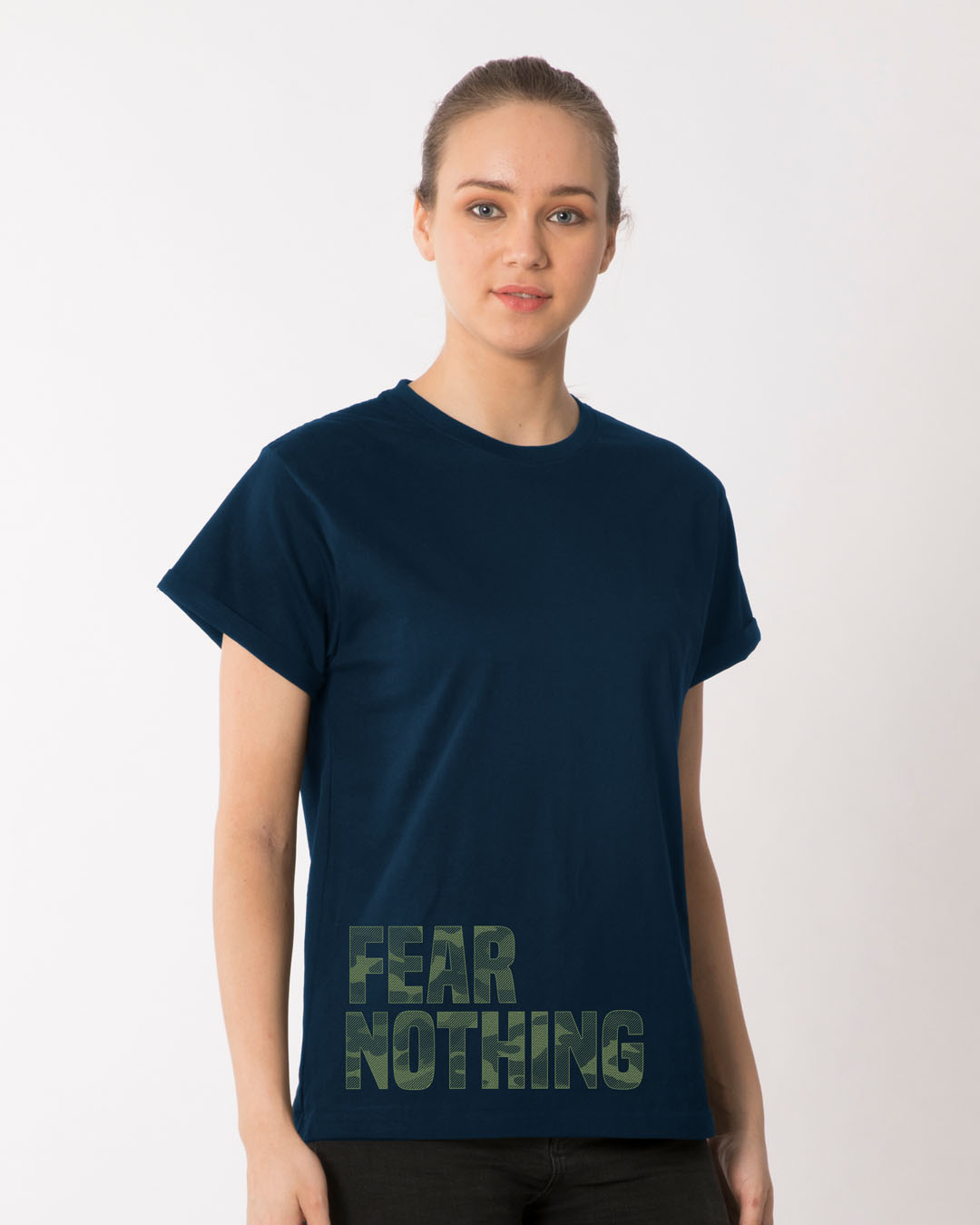 Shop Fear Nothing Camo Boyfriend T-Shirt-Back