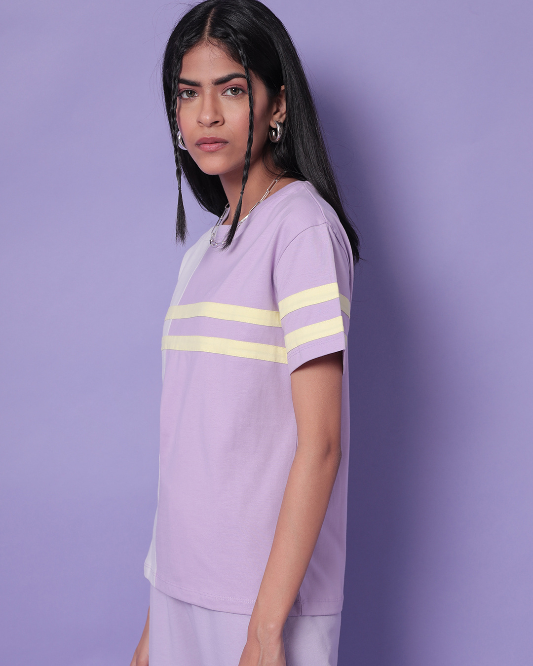 Shop Women's Lilac Feel Good Color Block T-shirt-Back