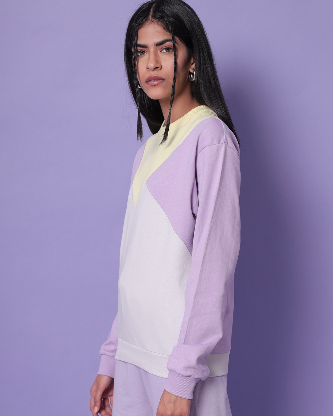 Shop Women's Feel Good Lilac Color Block Sweatshirt-Back