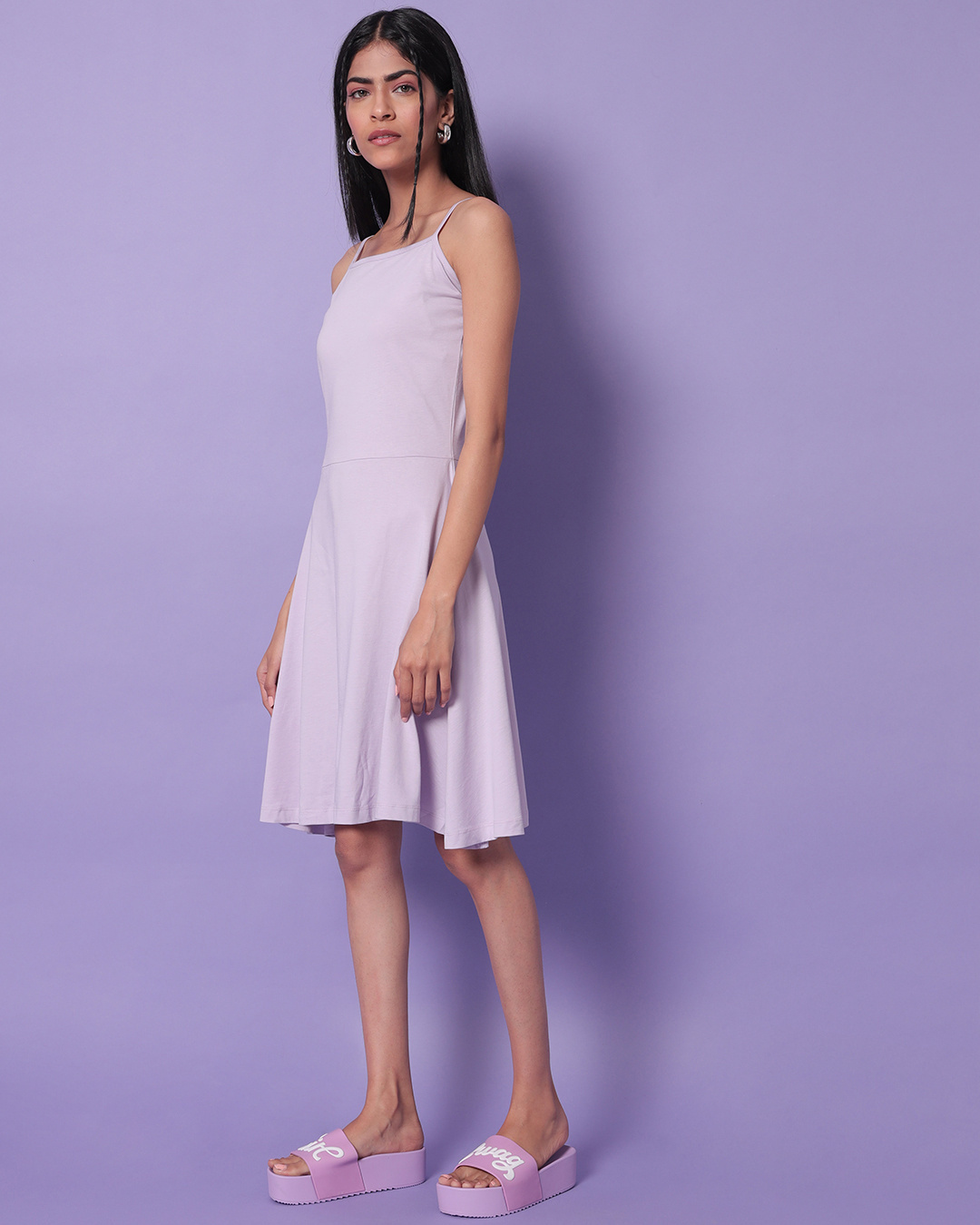 Shop Women's Lilac Flarred Slim Fit Dress-Back