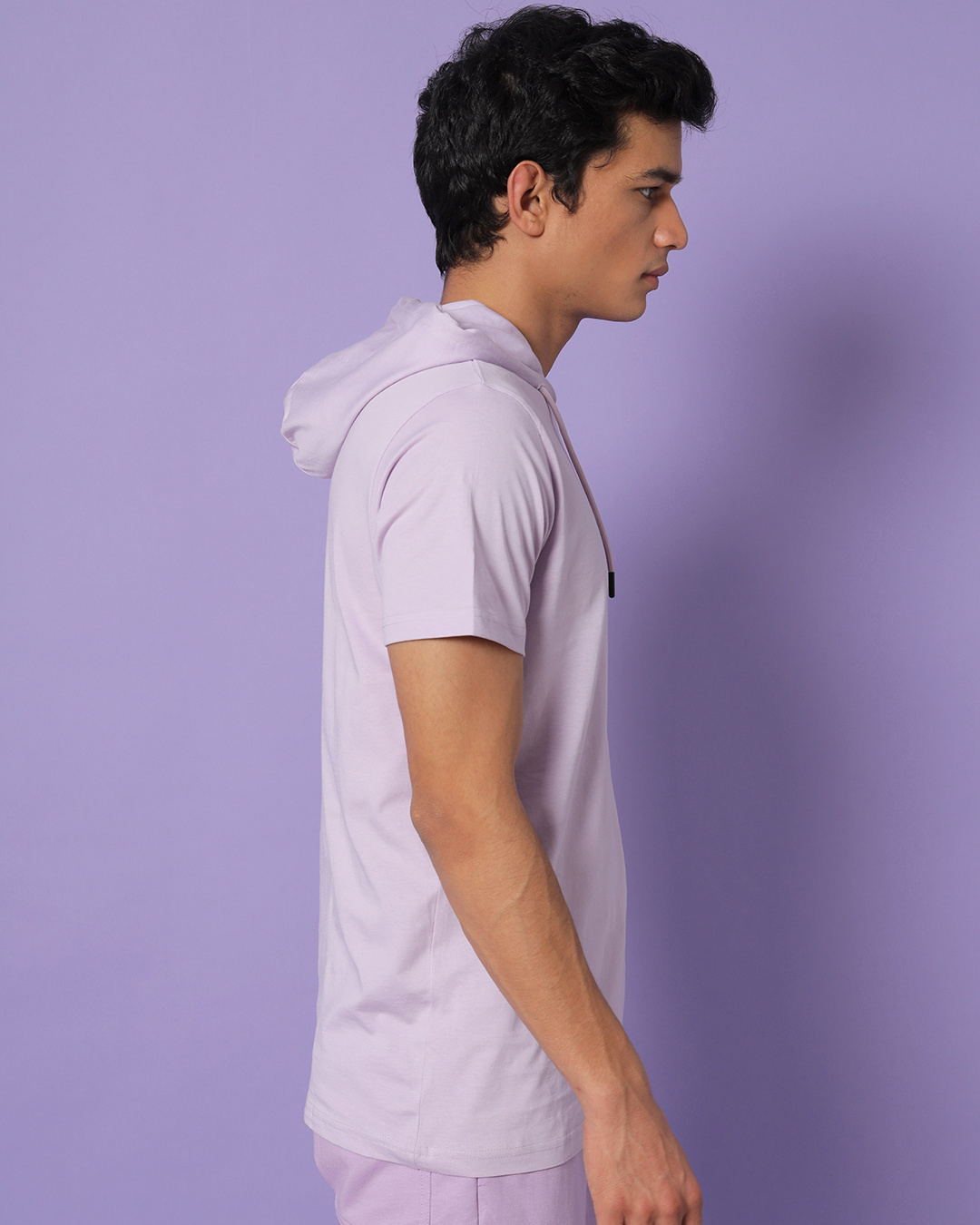 Shop Feel Good Lilac Half Sleeve Hoodie T-shirt-Back