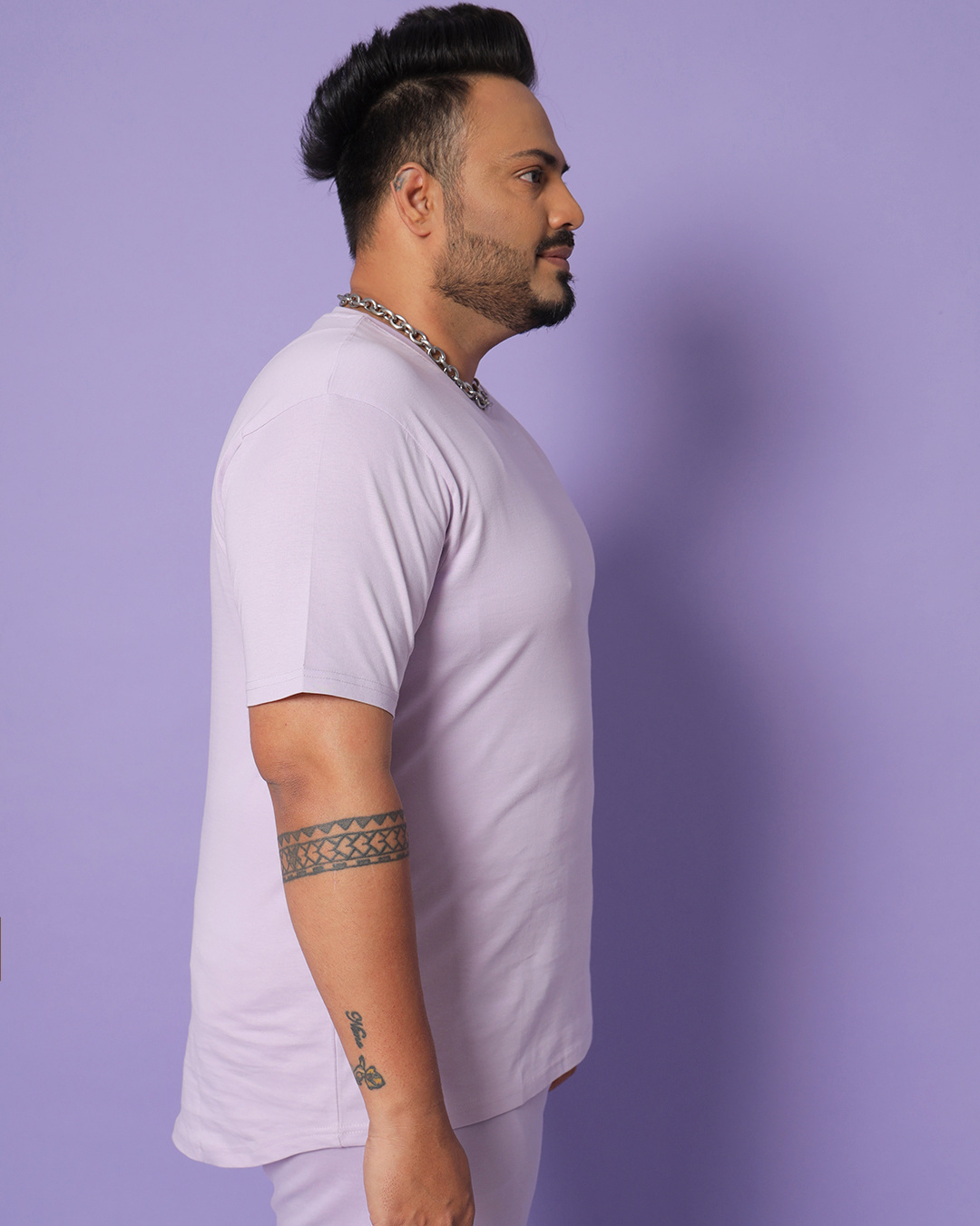 Shop Men's Feel Good Lilac Plus Size Apple Cut T-shirt-Back