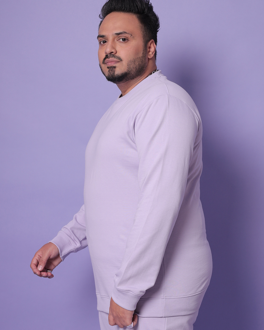 Shop Men's Lilac Plus Size Sweatshirt-Back