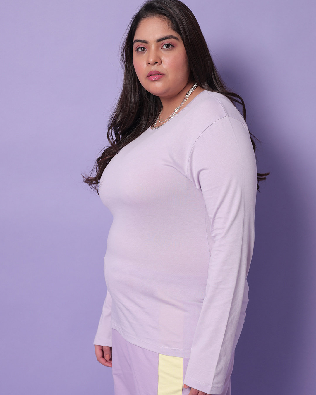 Shop Feel Good Lilac Plus Size Full Sleeve T-shirt-Back