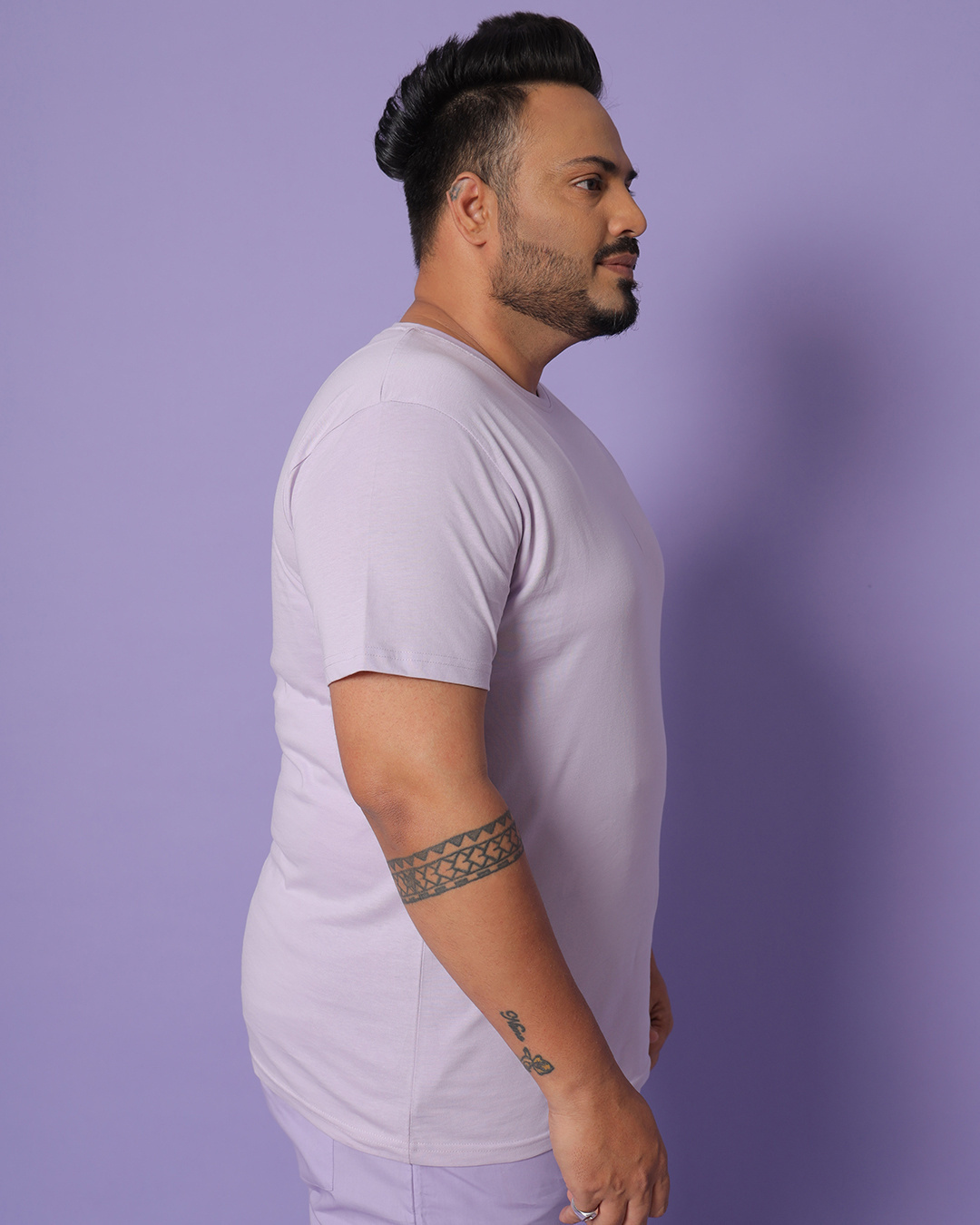 Shop Feel Good Lilac Plus Size Half Sleeve T-shirt-Back