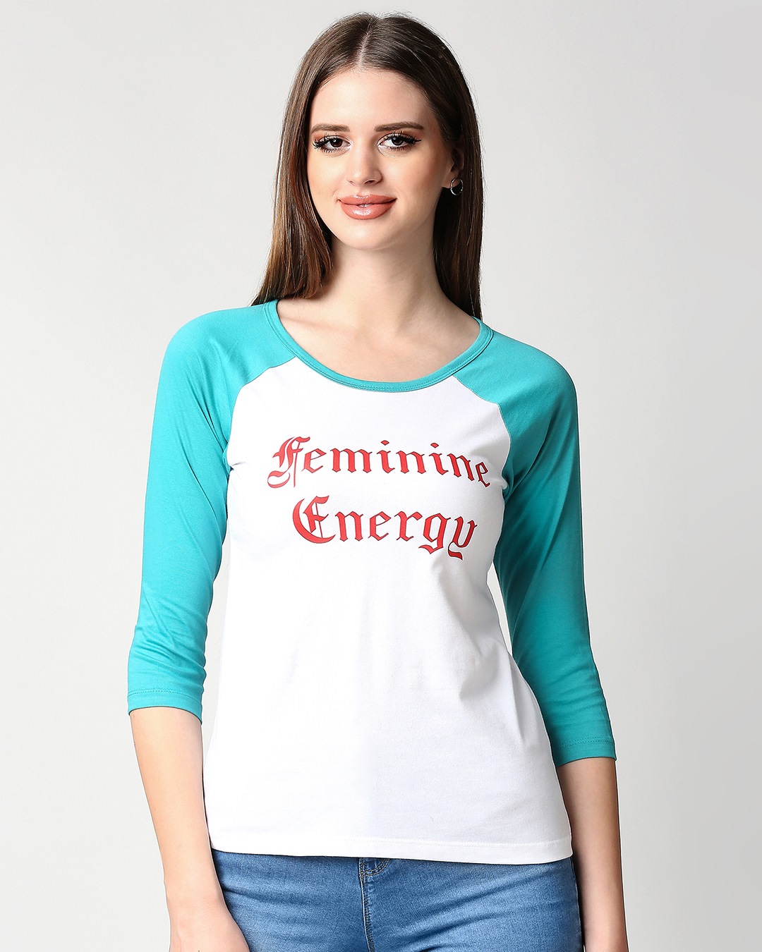 Shop Feminine Energy 3/4th Sleeve Raglan T-Shirt-Back