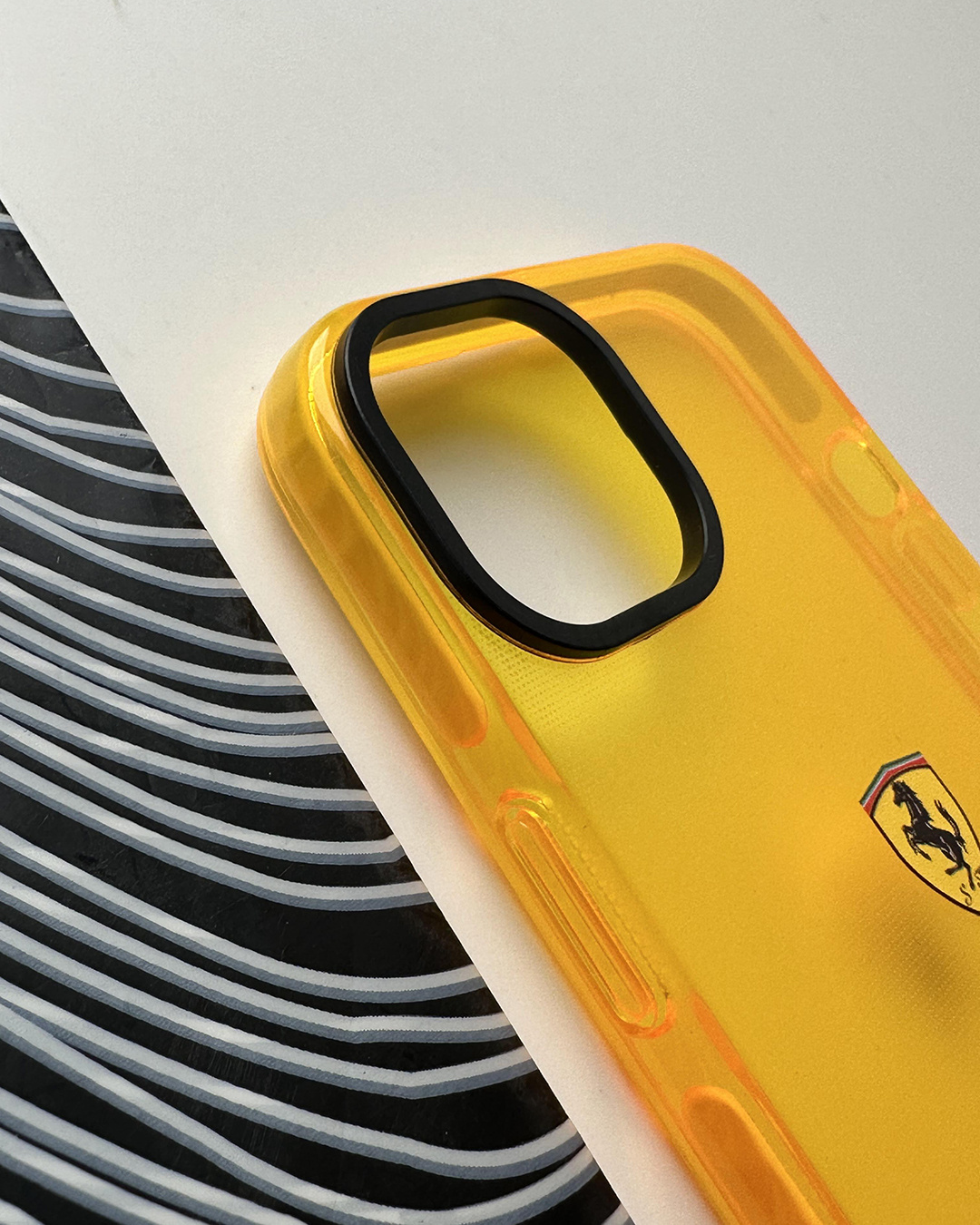 Shop Ferrari Yellow Bumper Case For Apple iPhone 12 Pro Max-Back