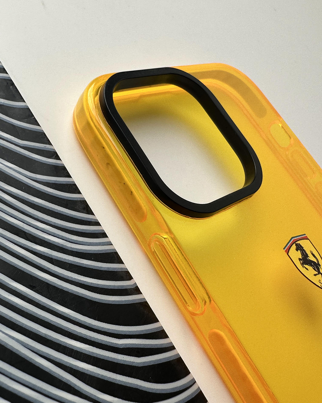 Shop Ferrari Yellow Bumper Case For Apple iPhone 14 Pro Max-Back