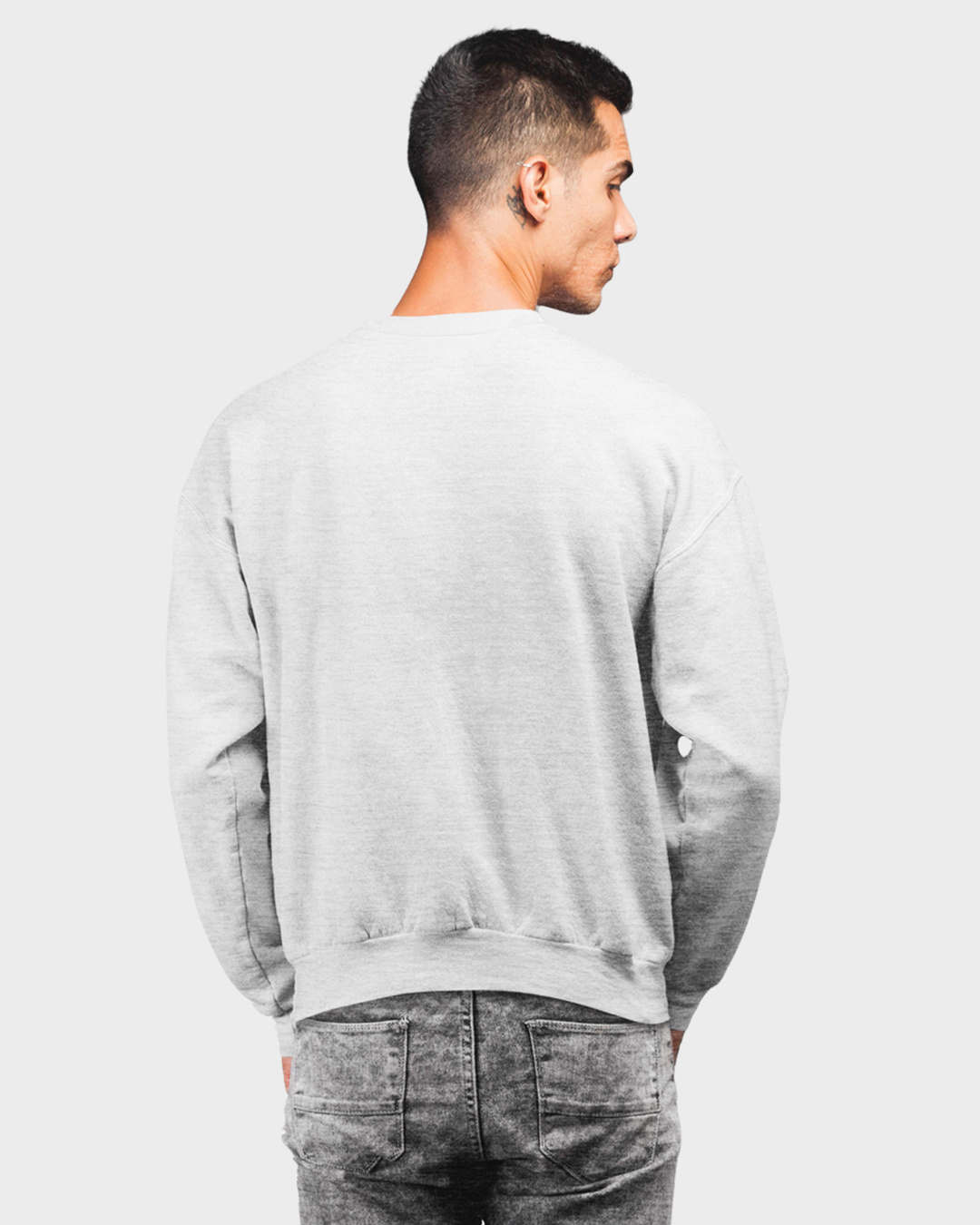 Shop Men's Grey "Shapes & Stars Angry Doll" Sweatshirt-Back