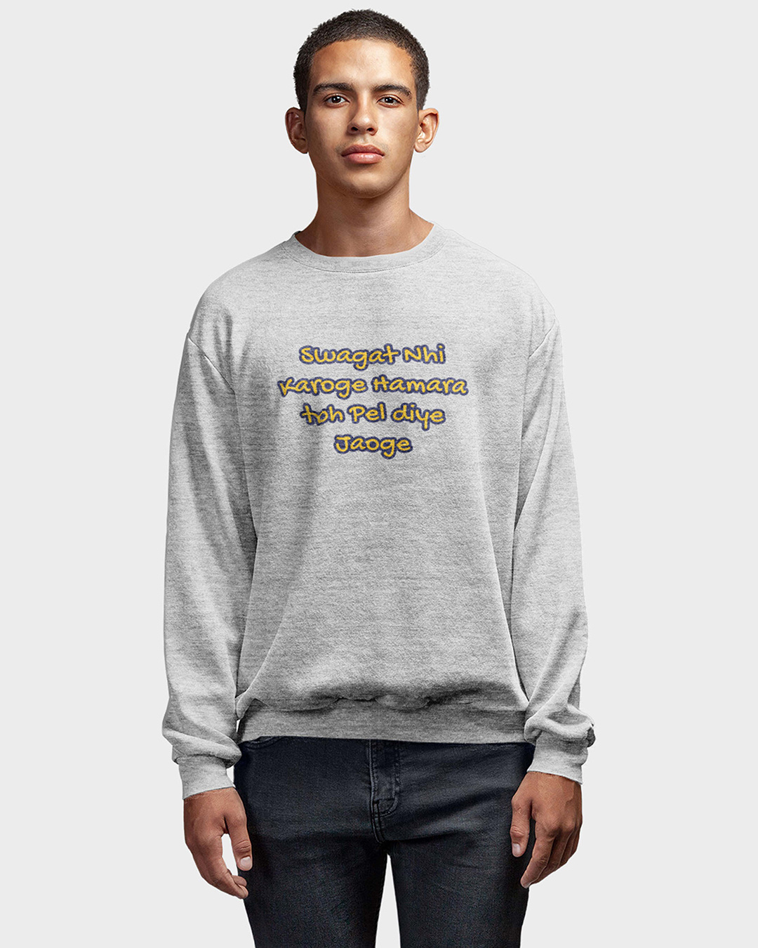 Shop Men's Grey Typography Printed Sweatshirt-Back