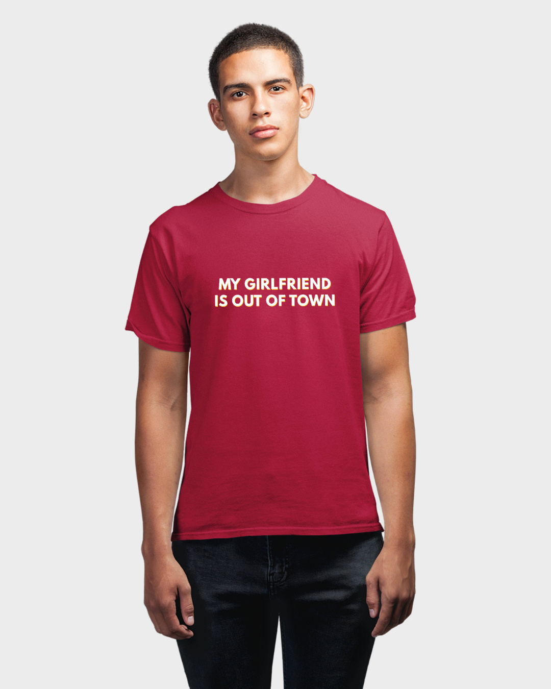 Buy Unisex Maroon My Girlfriend Is Out of Town T-shirt for Unisex ...