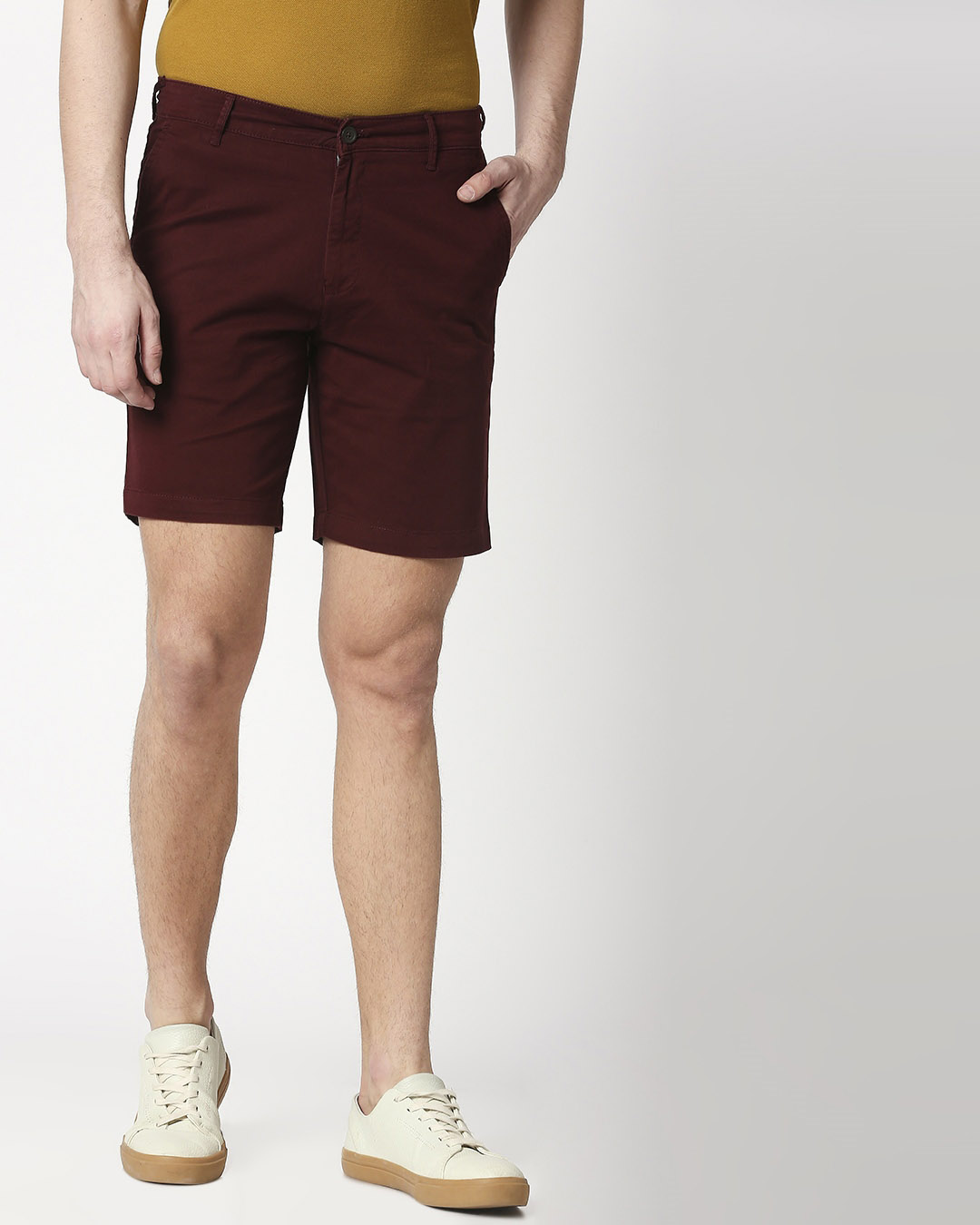 Shop Burgundy Men's Chinos Shorts-Back
