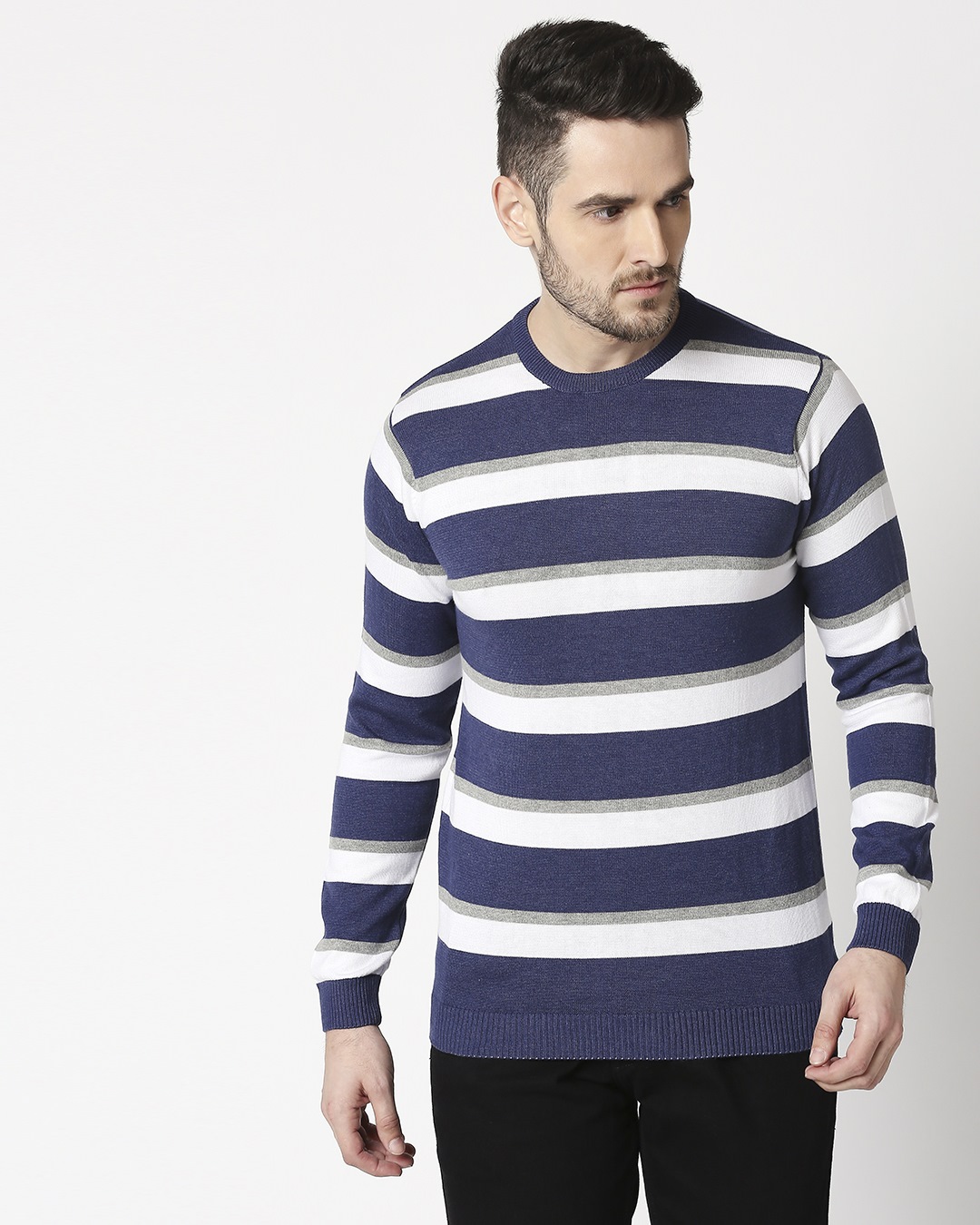 Shop Indigo Blue Striped Sweater-Back
