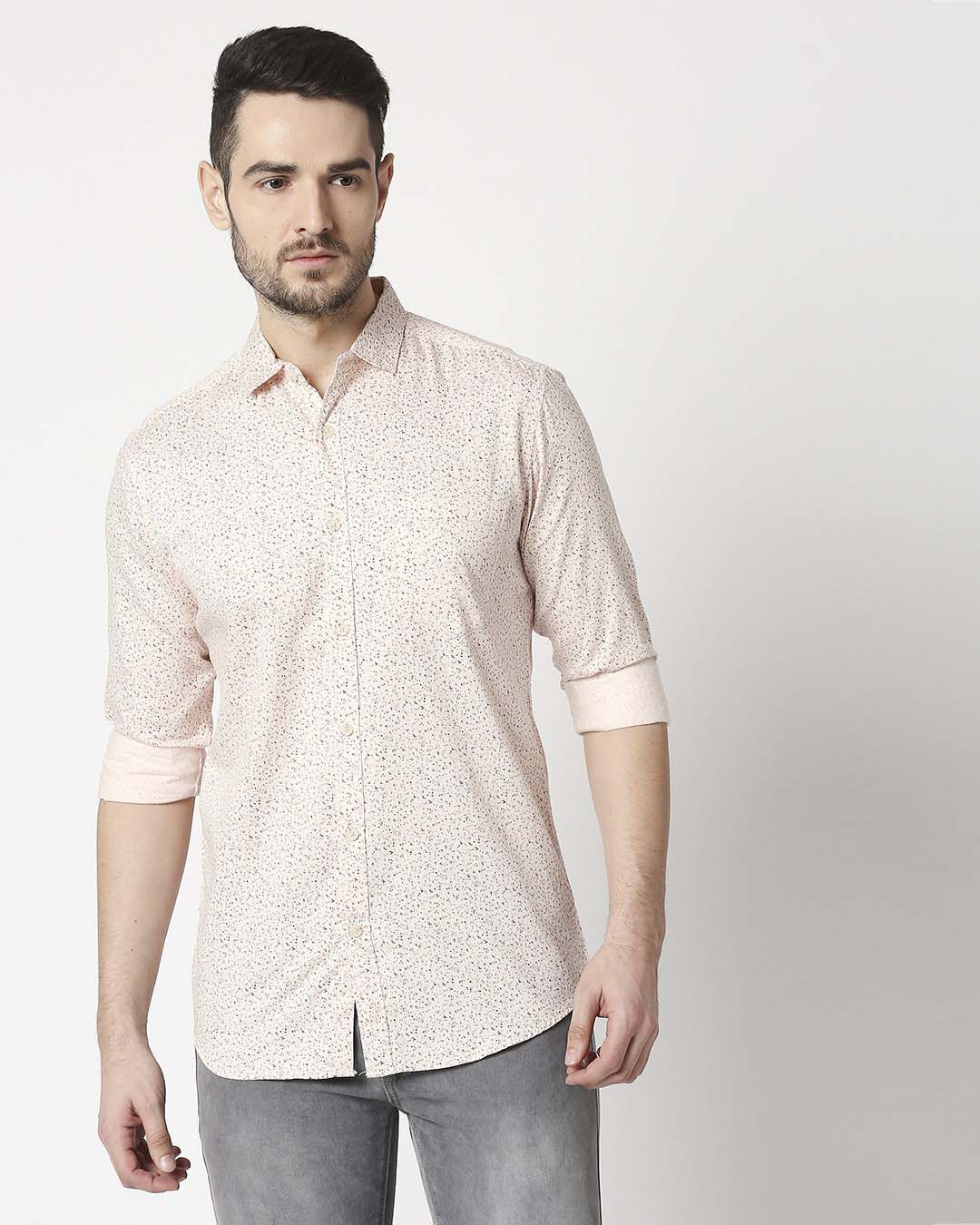 Shop Men's Pink Slim Fit Casual Print Shirt-Back