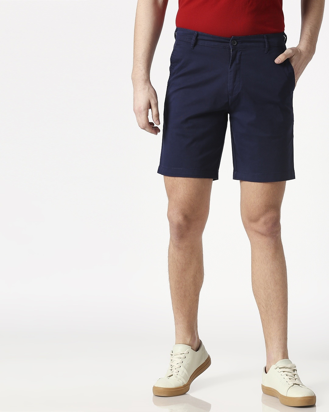 Shop Navy Blue Men's Chinos Shorts-Back