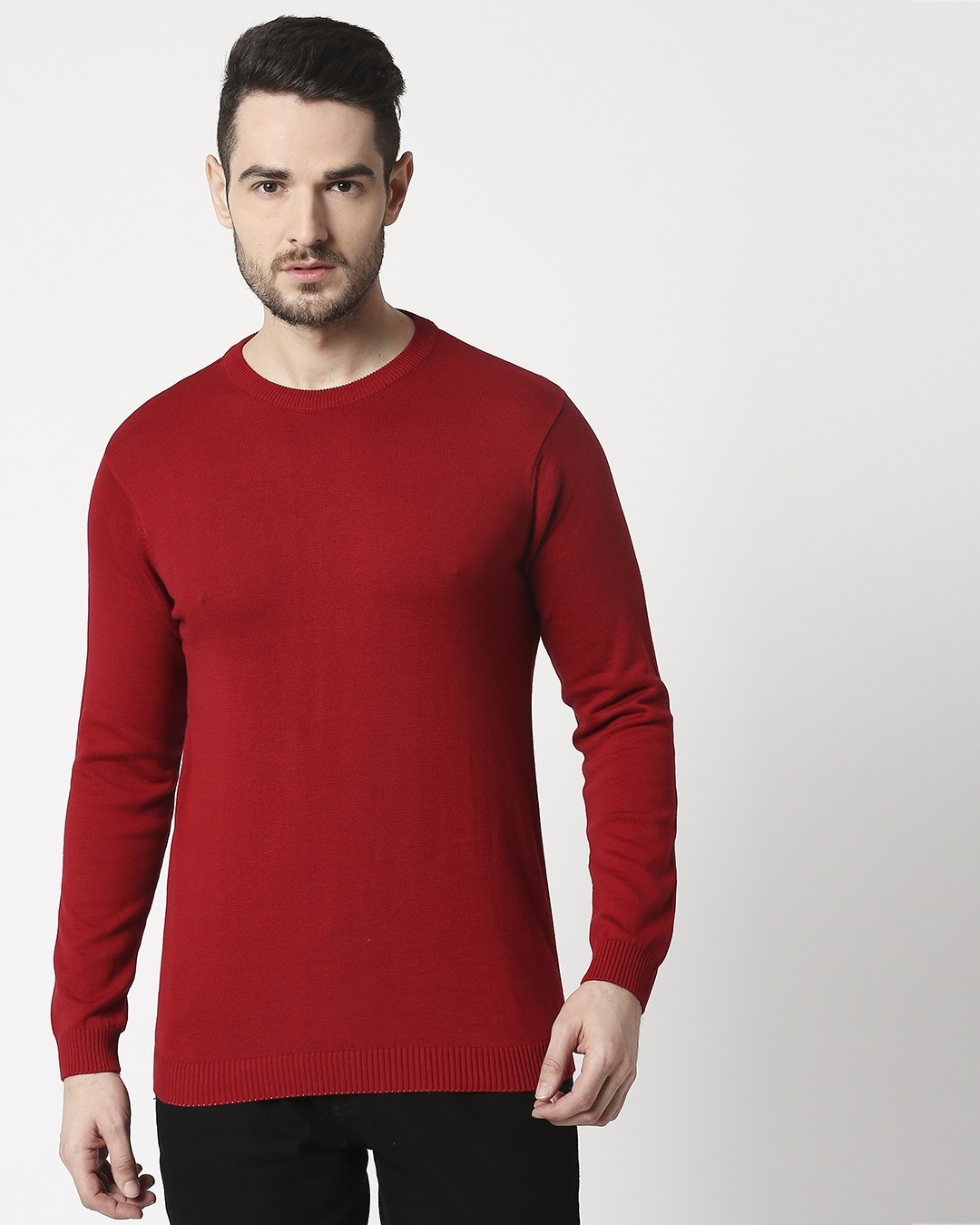 Shop Red Colour Block Sweater-Back